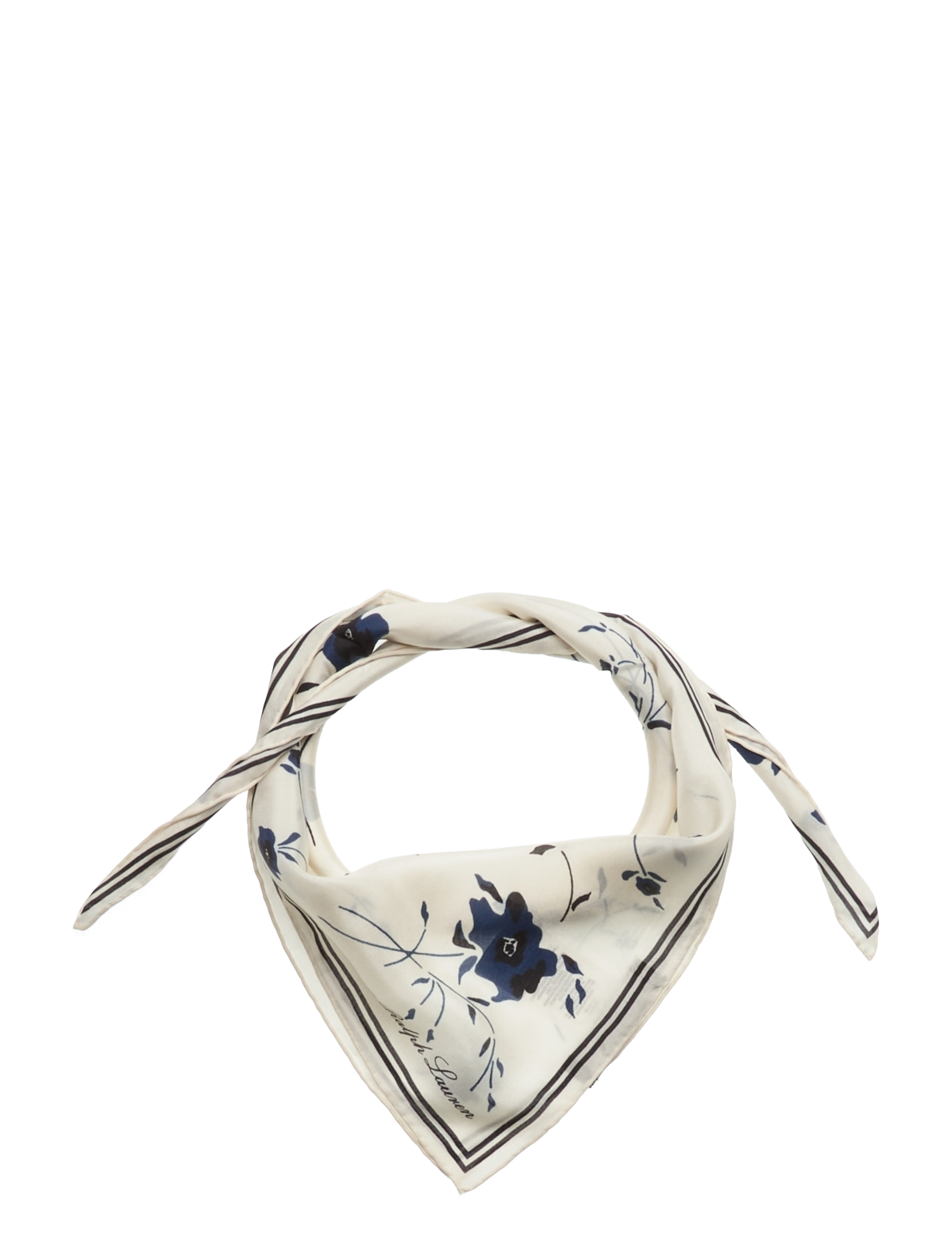 Indigo Floral Silk Habotai Square Scarf