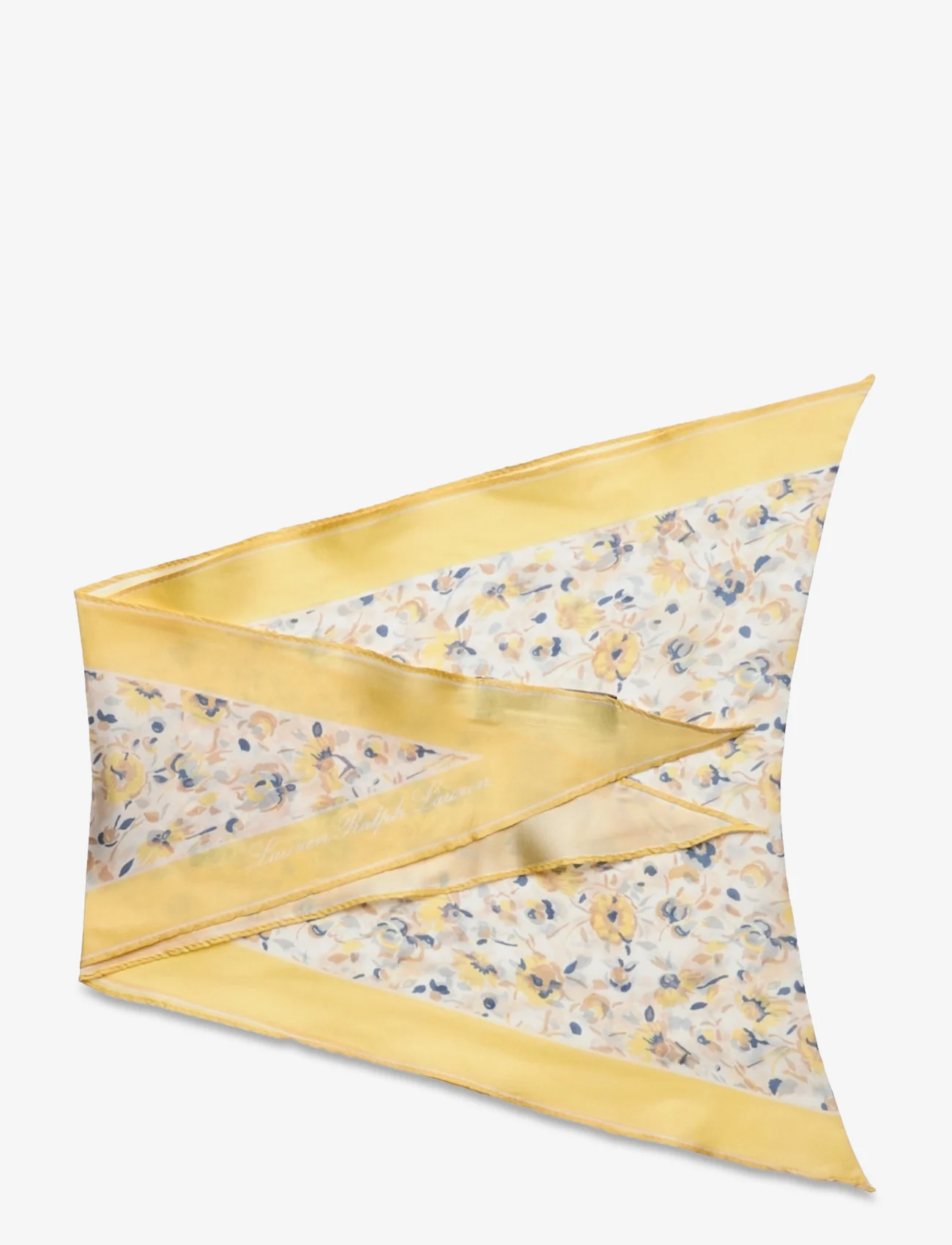 Lauren Ralph Lauren - Maia Floral Silk Twill Diamond Scarf - tynde tørklæder - yellow - 1