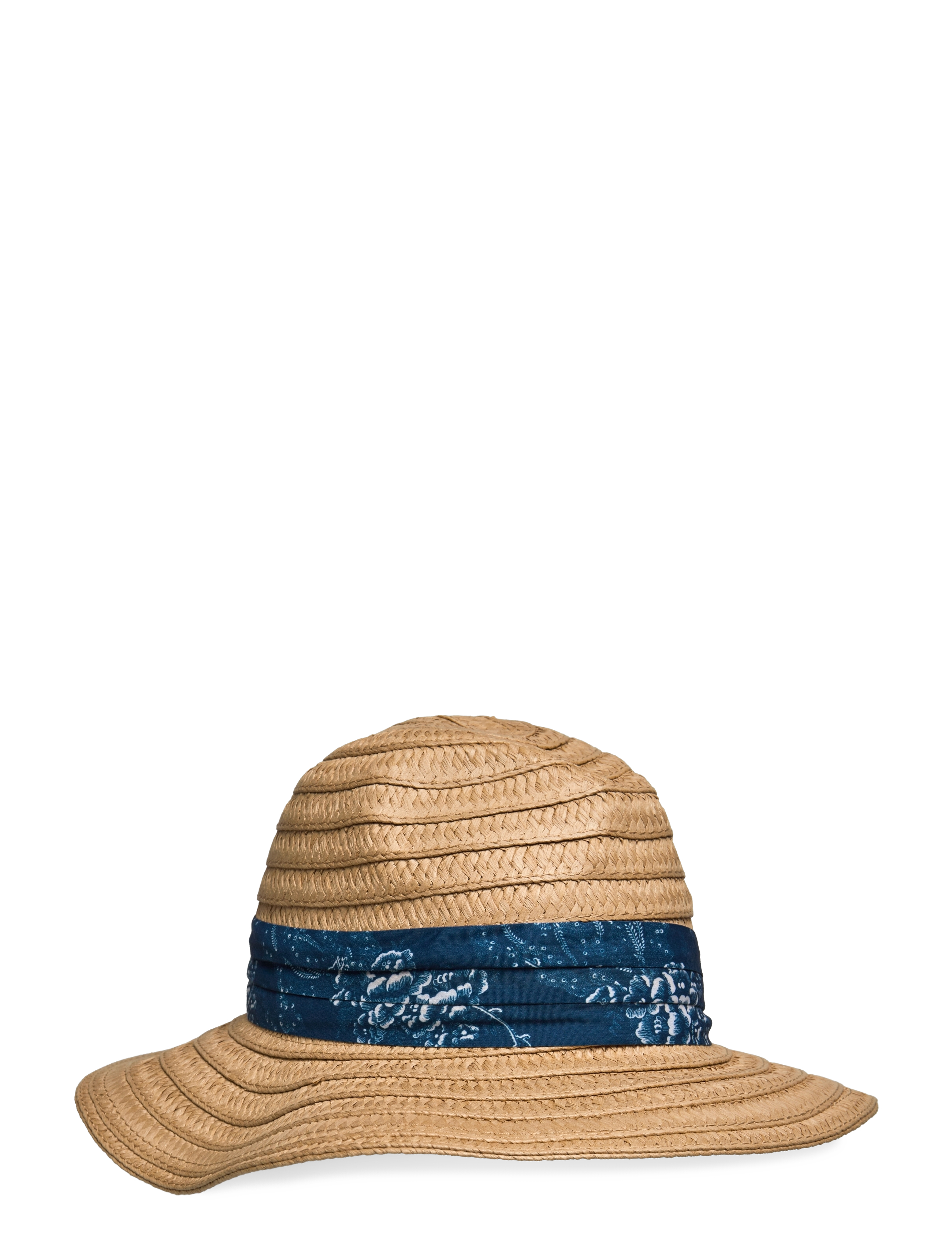 Straw Fedora - NATURAL/BLUE FLOR