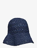 Crocheted Straw Bucket Hat - INDIGO DUSK