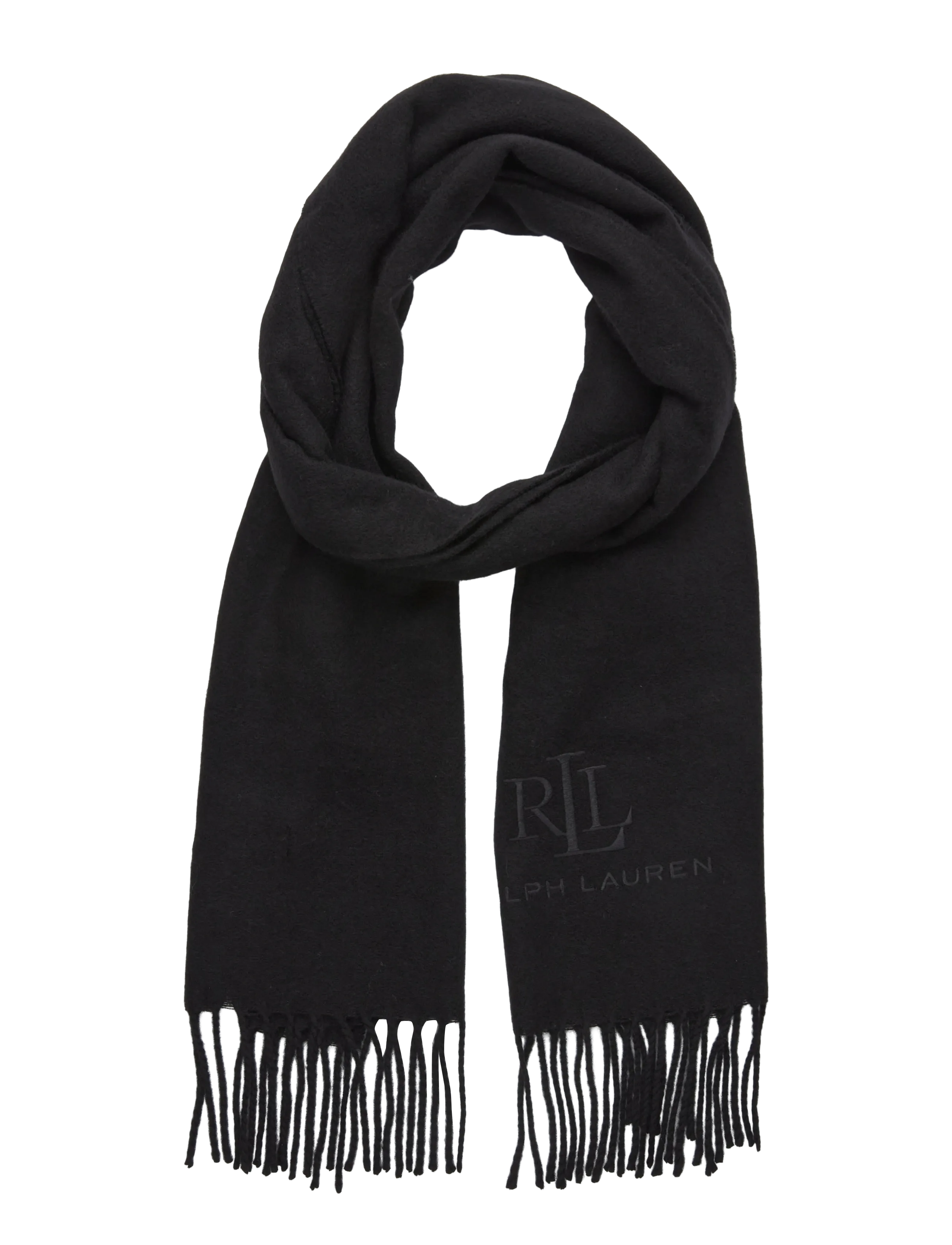 Wool-Cashmere Herringbone Scarf - BLACK/BLACK
