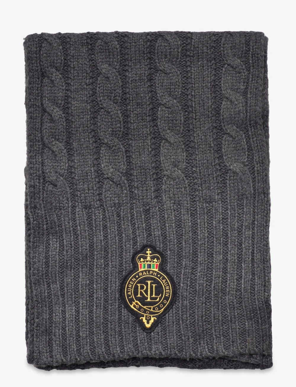 Lauren Ralph Lauren Crest-patch Cable-knit Scarf Lauren Ralph Lauren Crest-patch Cable-knit Scarf