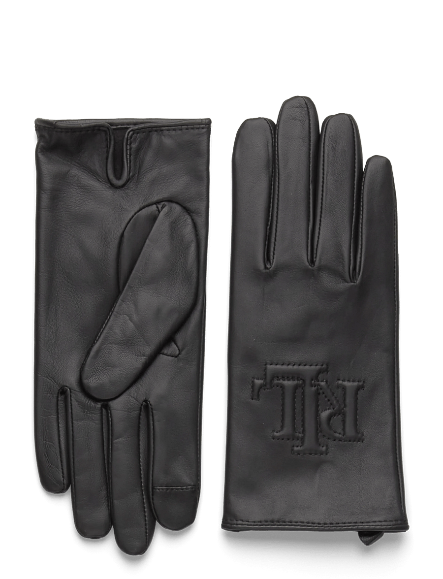 Lauren Ralph Lauren - Logo-Embossed Sheepskin Tech Gloves - lederhandschuhe - black - 0
