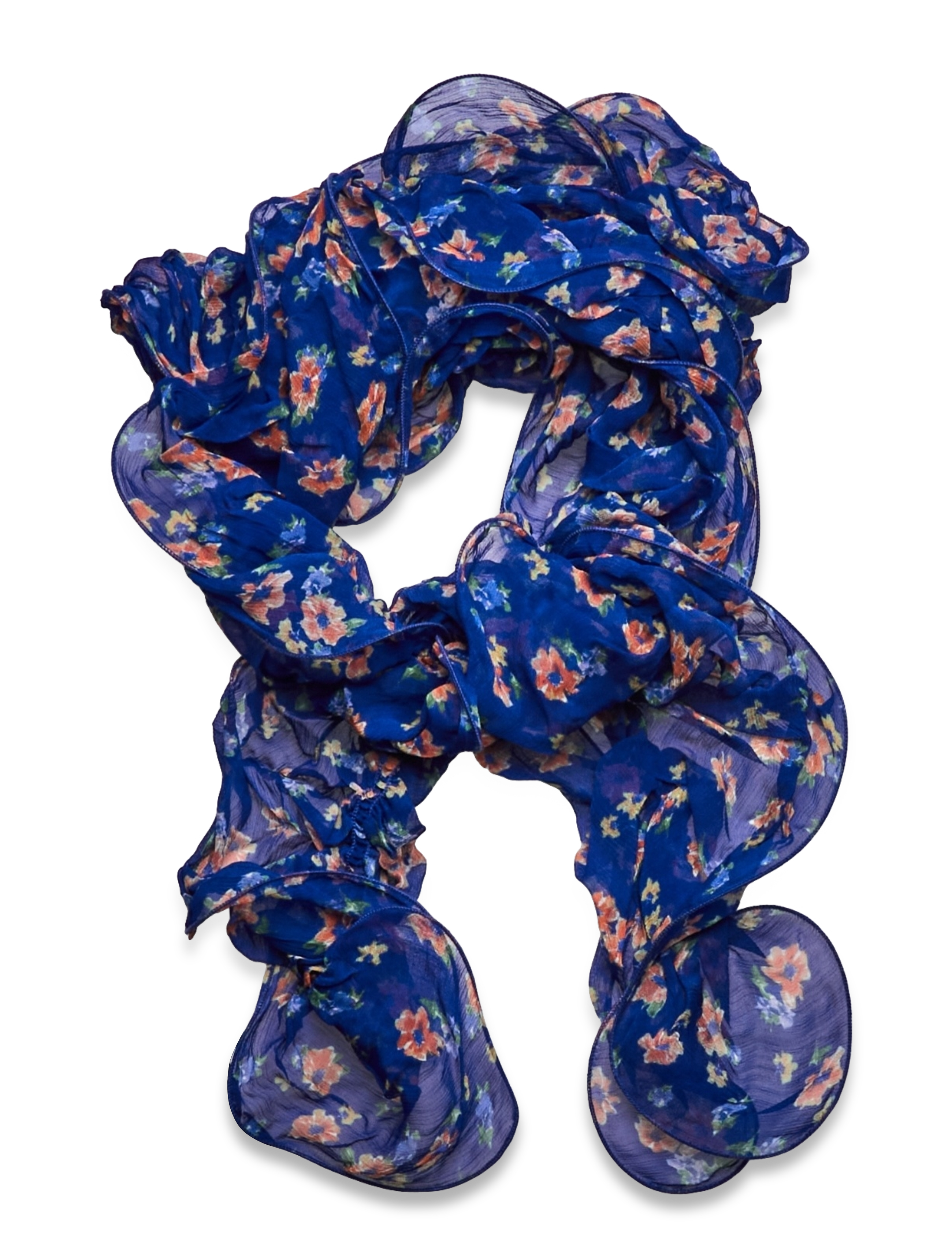 Floral Ruffled Scarf - NEW SAPPHIRE