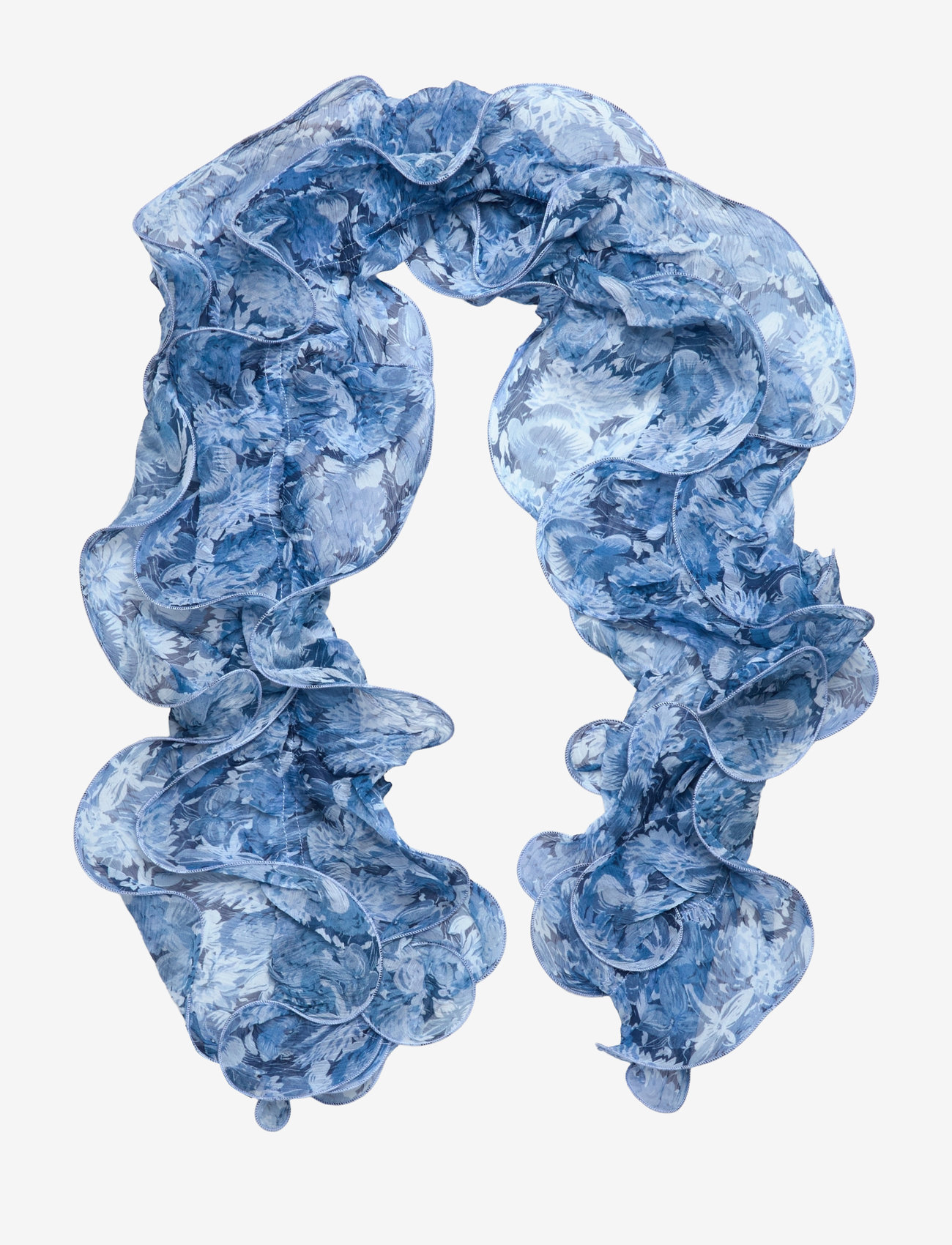 Lauren Ralph Lauren - Floral Ruffled Scarf - sjalar - sky blue - 1