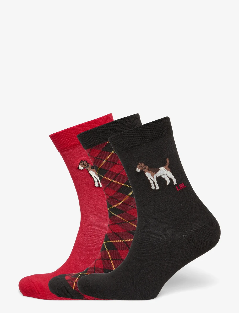 Lauren Ralph Lauren - BCI COMBED COTTON-LRL DOG 3PK-CRW-3 - vanliga strumpor - black assorted - 0