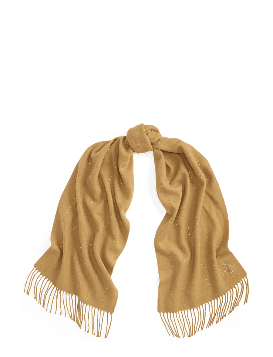 Lauren Ralph Lauren - Pinstripe-Embellished Wrap Scarf - halsdukar - lauren camel - 1