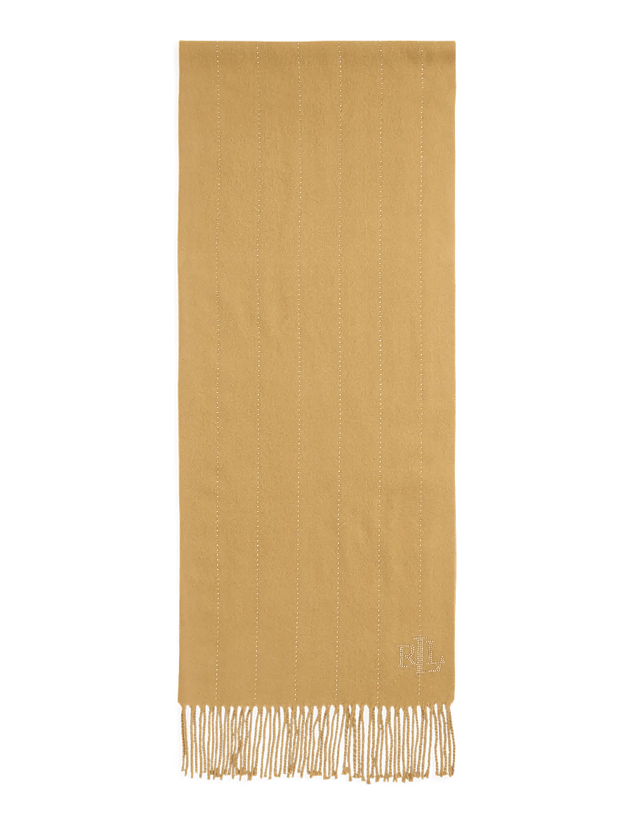 Lauren Ralph Lauren - Pinstripe-Embellished Wrap Scarf - halsdukar - lauren camel - 2