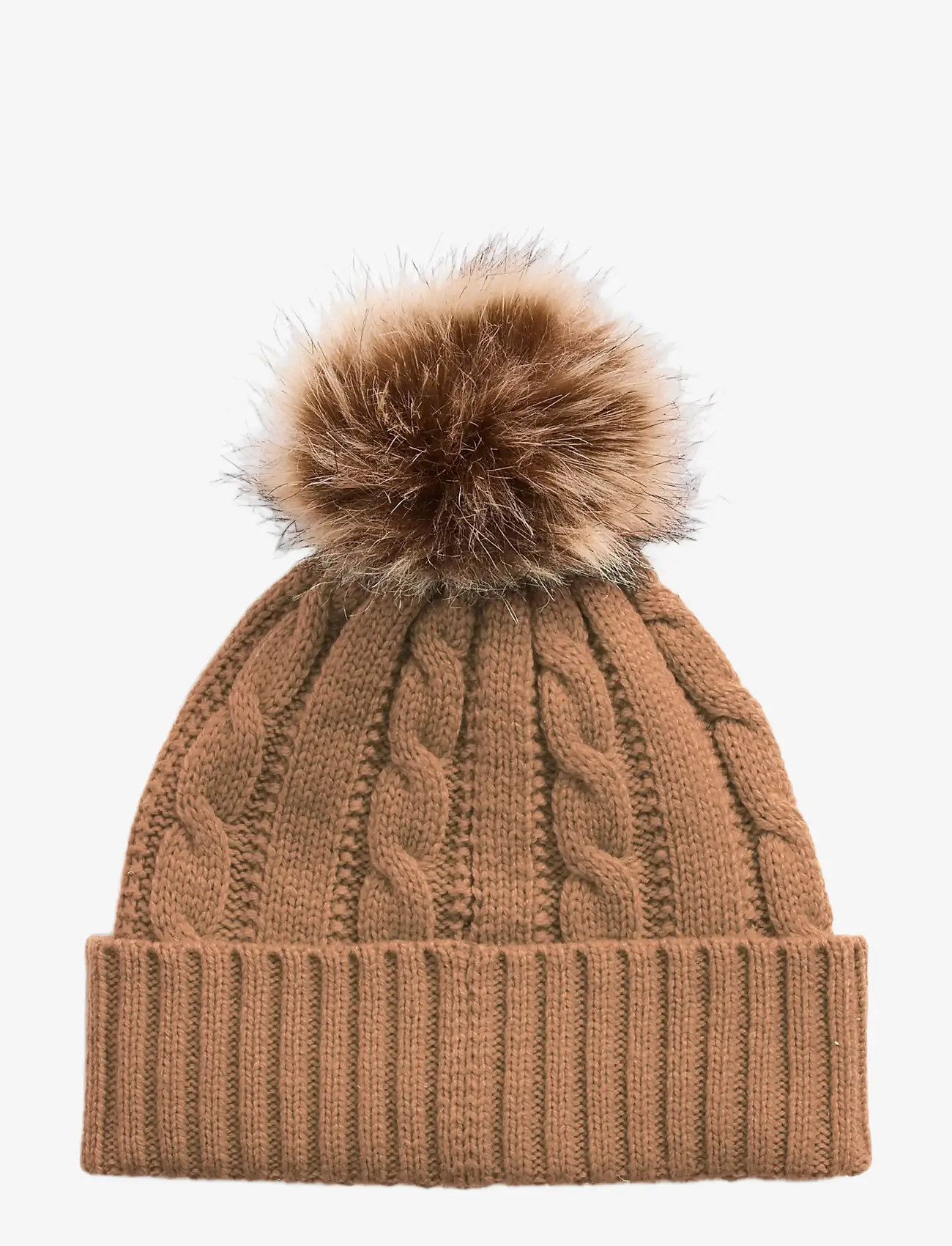 Lauren Ralph Lauren - Crest-Patch Pom-Pom Cable-Knit Beanie - mützen - classic camel - 1