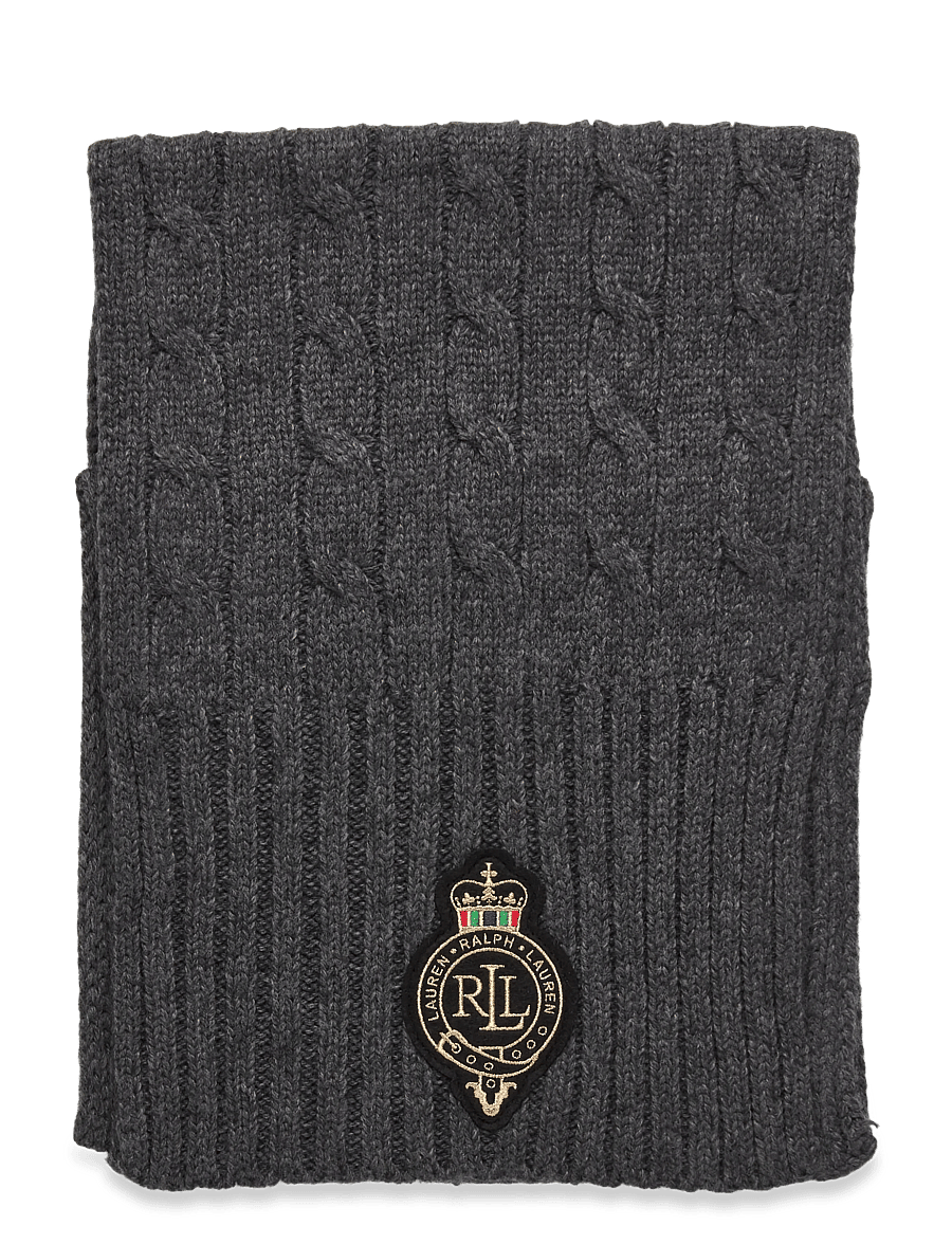 Lauren Ralph Lauren - Crest-Patch Cable-Knit Scarf - Écharpes d'hiver - charcoal heather - 1