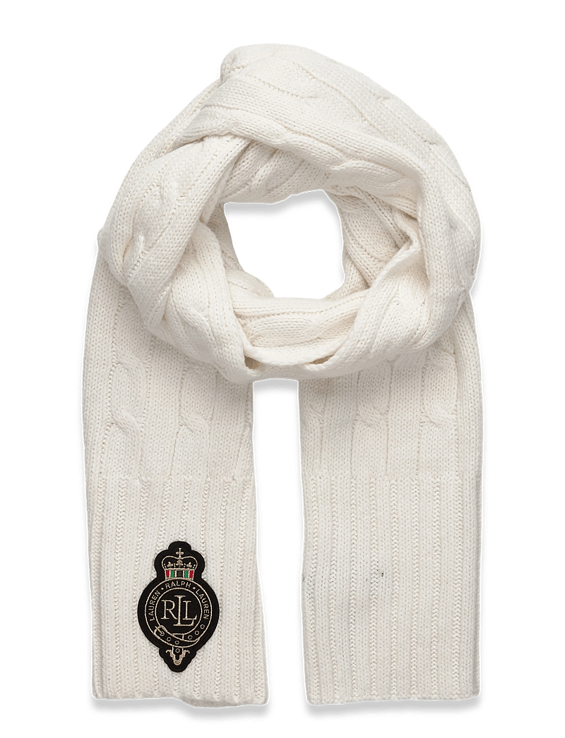 Lauren Ralph Lauren - Crest-Patch Cable-Knit Scarf - winterschals - cream - 0