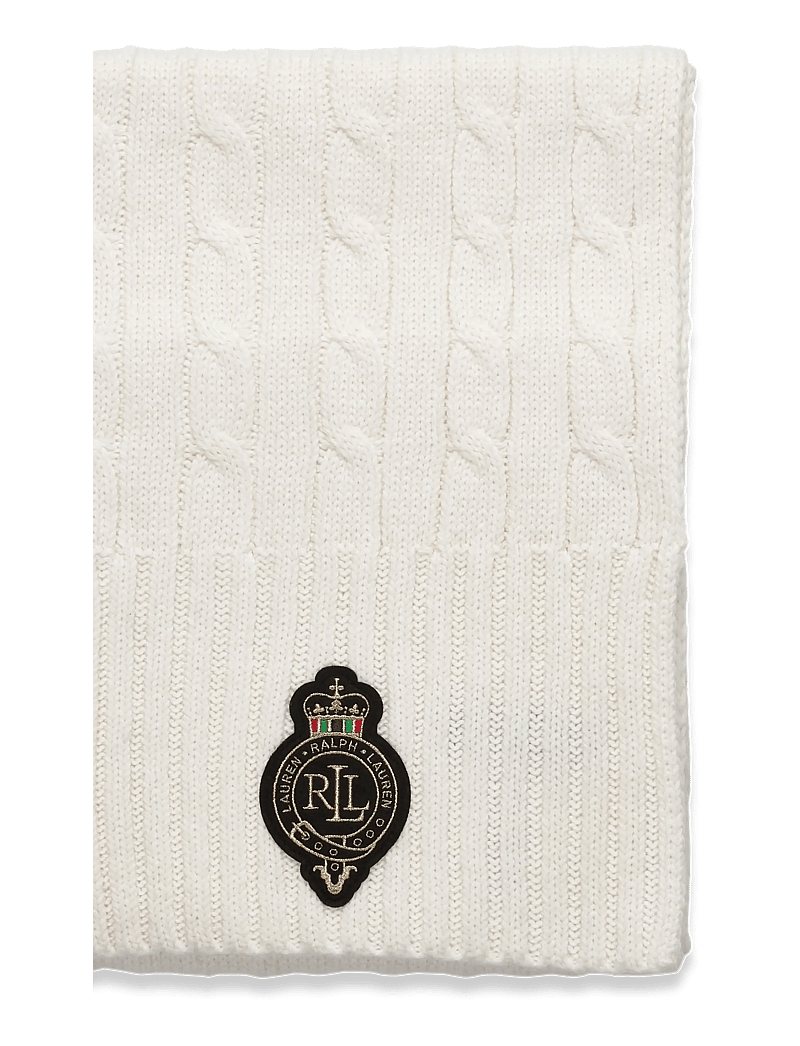 Lauren Ralph Lauren - Crest-Patch Cable-Knit Scarf - winterschals - cream - 1