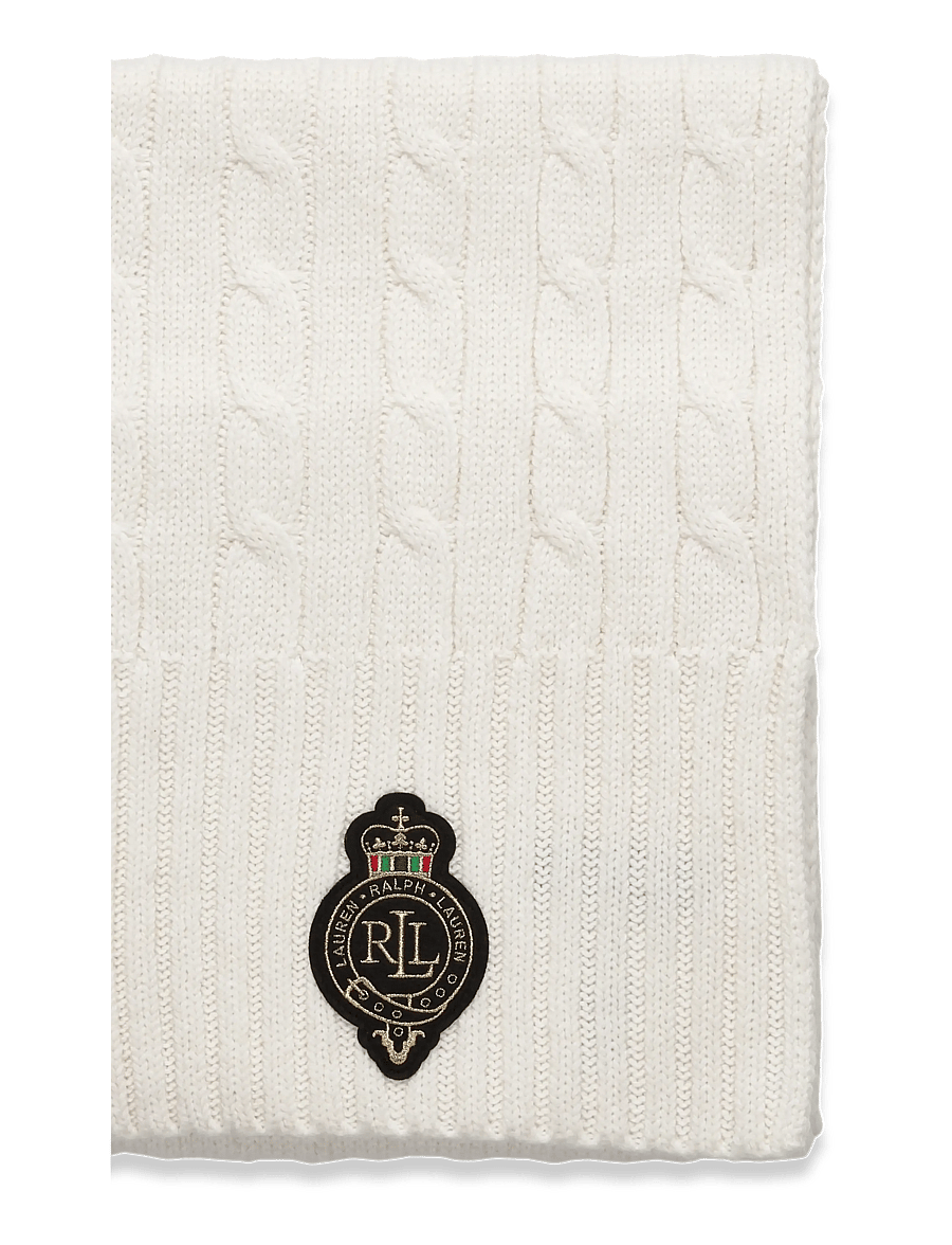 Lauren Ralph Lauren - Crest-Patch Cable-Knit Scarf - winterschals - cream - 1