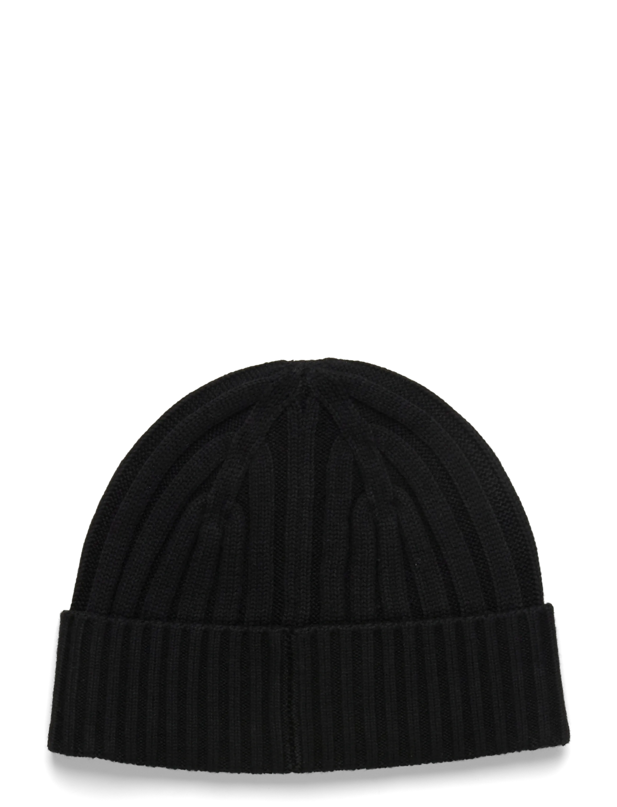 Lauren Ralph Lauren - Leather-Trim Rib-Knit Beanie - mössor - black - 1