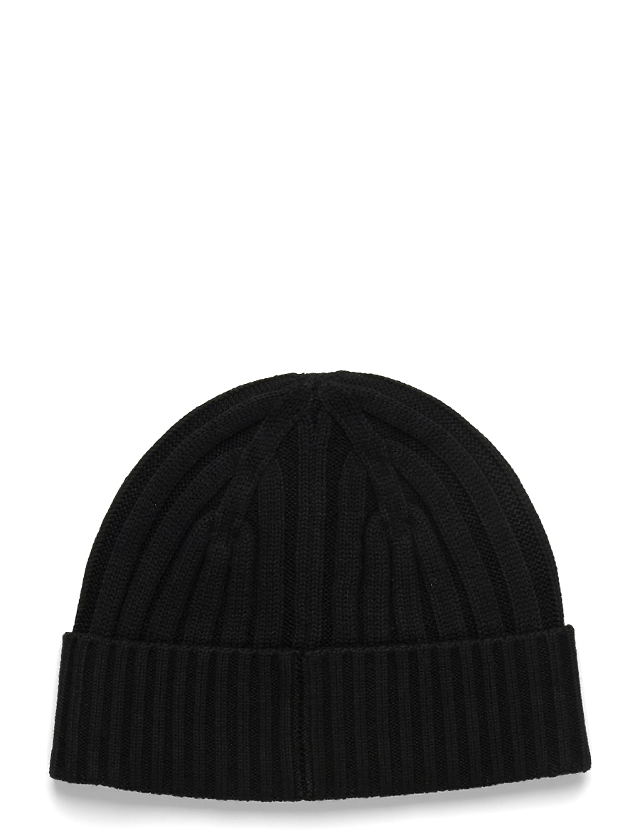 Lauren Ralph Lauren - Leather-Trim Rib-Knit Beanie - huer - black - 1
