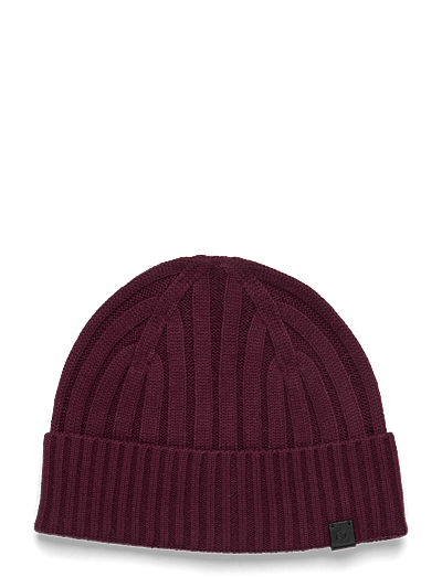 Leather-Trim Rib-Knit Beanie - Huer