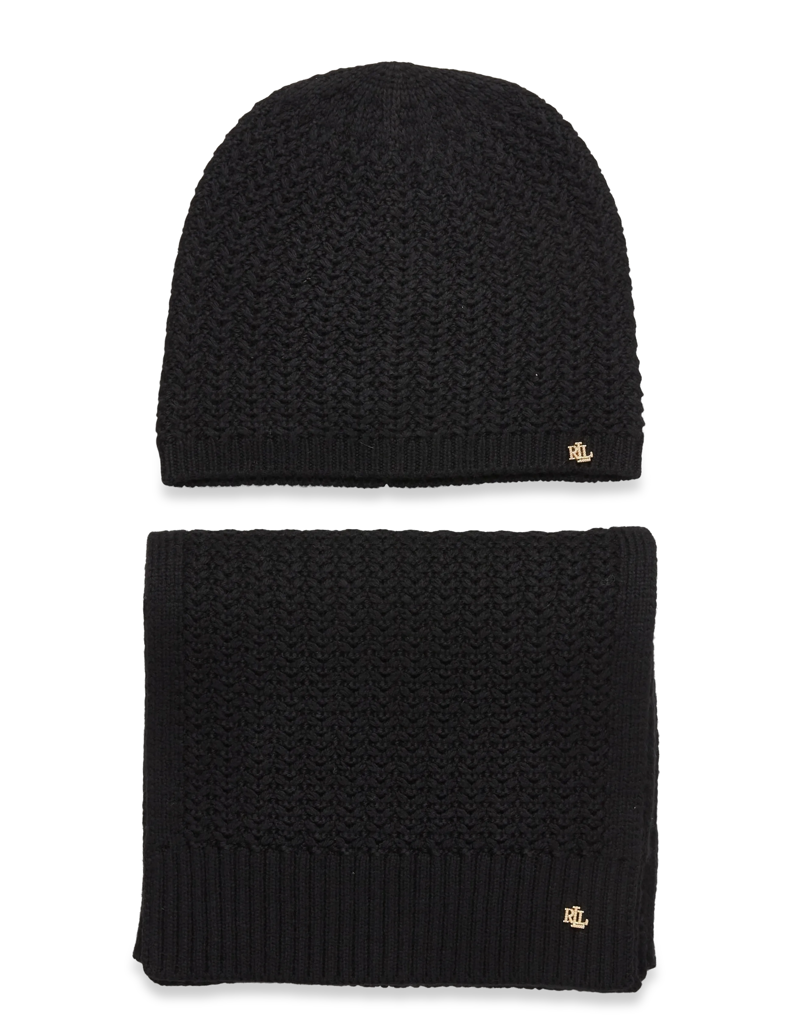 Lauren Ralph Lauren - POLYESTER BLEND-KNT BRT SCF GLV GTS - szaliki zimowe - black - 1