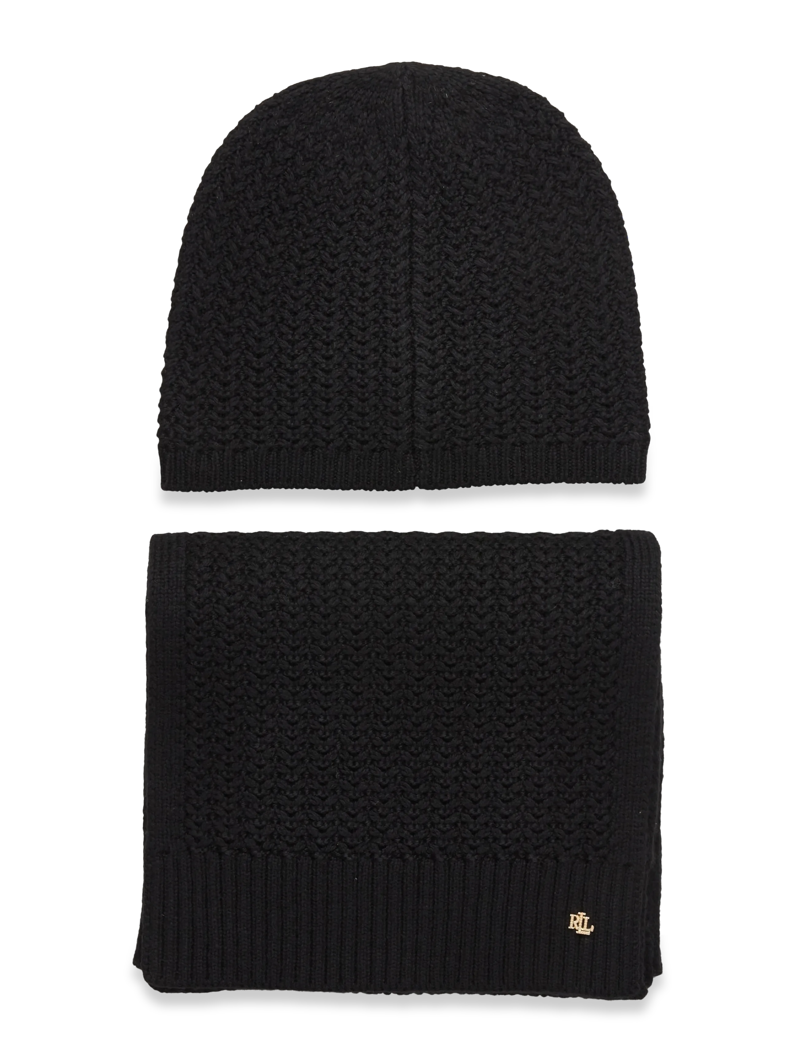 Lauren Ralph Lauren - POLYESTER BLEND-KNT BRT SCF GLV GTS - szaliki zimowe - black - 2