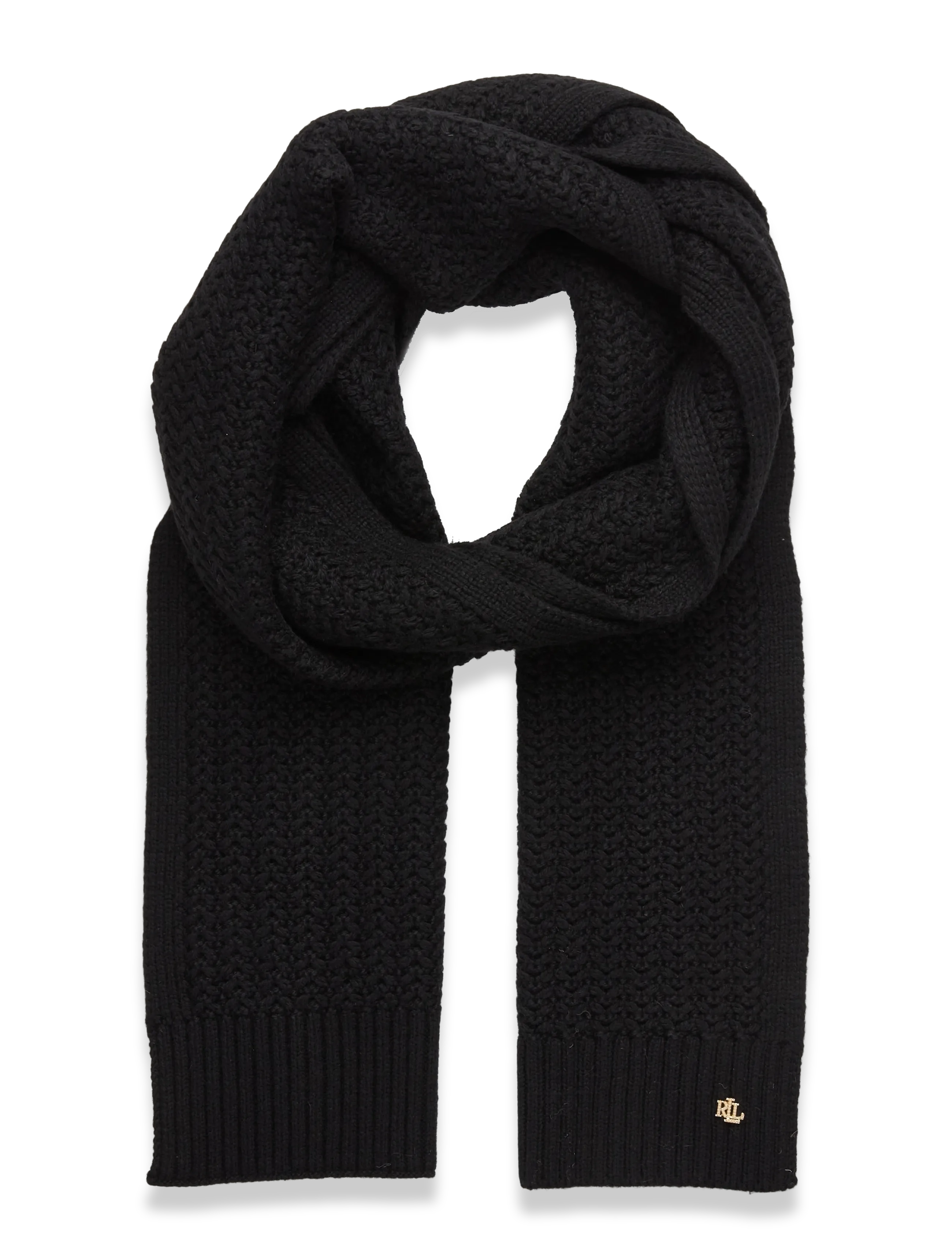 Lauren Ralph Lauren - POLYESTER BLEND-KNT BRT SCF GLV GTS - szaliki zimowe - black - 3