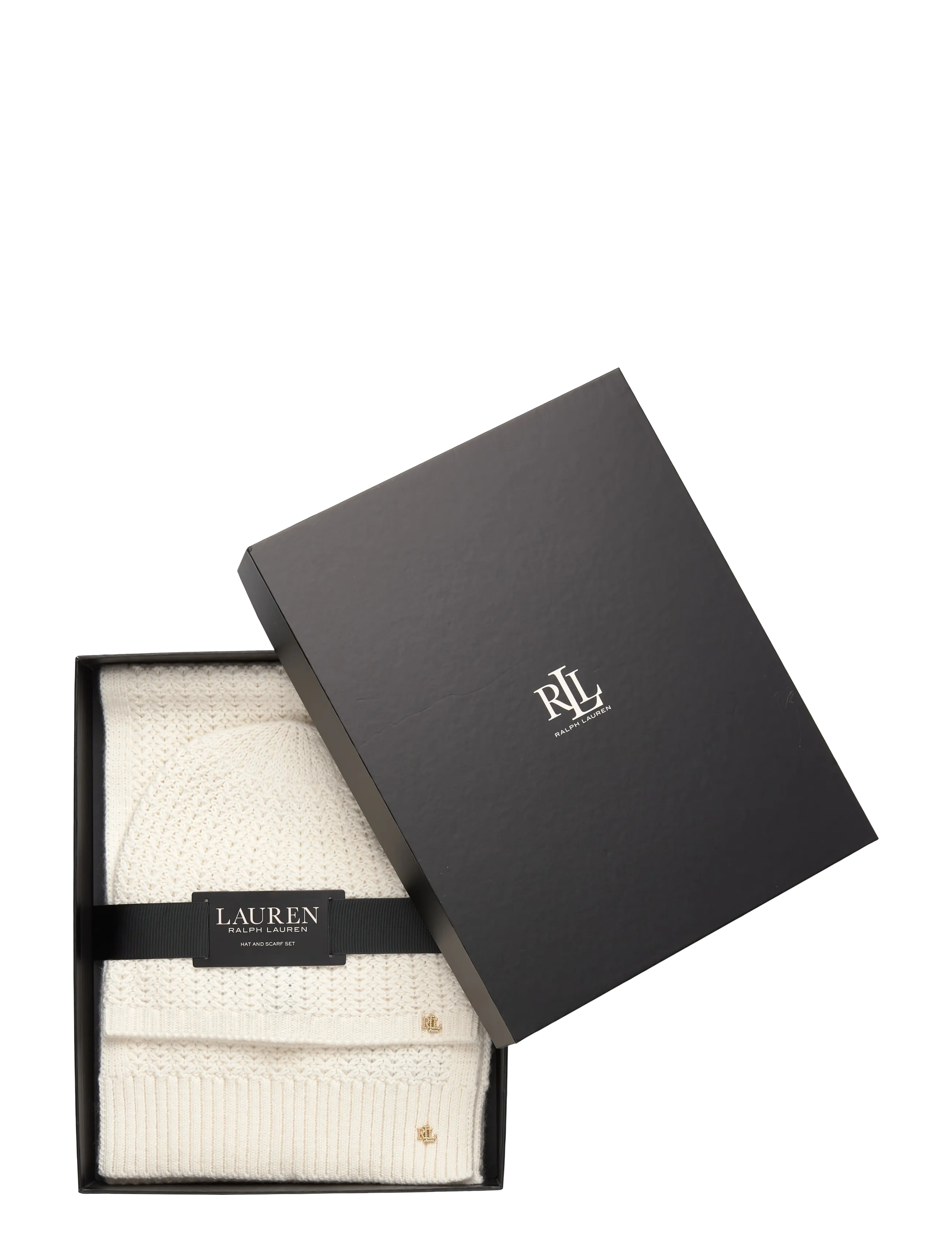 Lauren Ralph Lauren Polyester Blend-Knt Brt Scf Glv Gts, One Size, Cream, Hovedbeklædning > Huer, Dame
