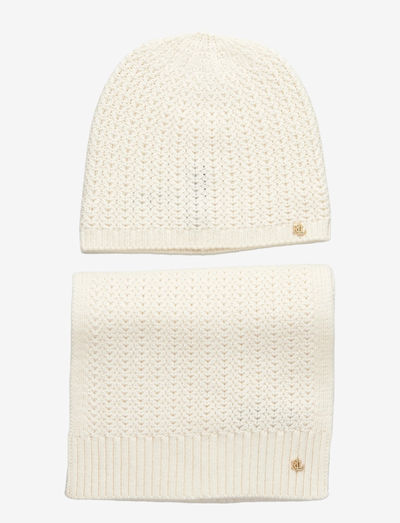 Lauren Ralph Lauren - POLYESTER BLEND-KNT BRT SCF GLV GTS - winter scarves - cream - 2