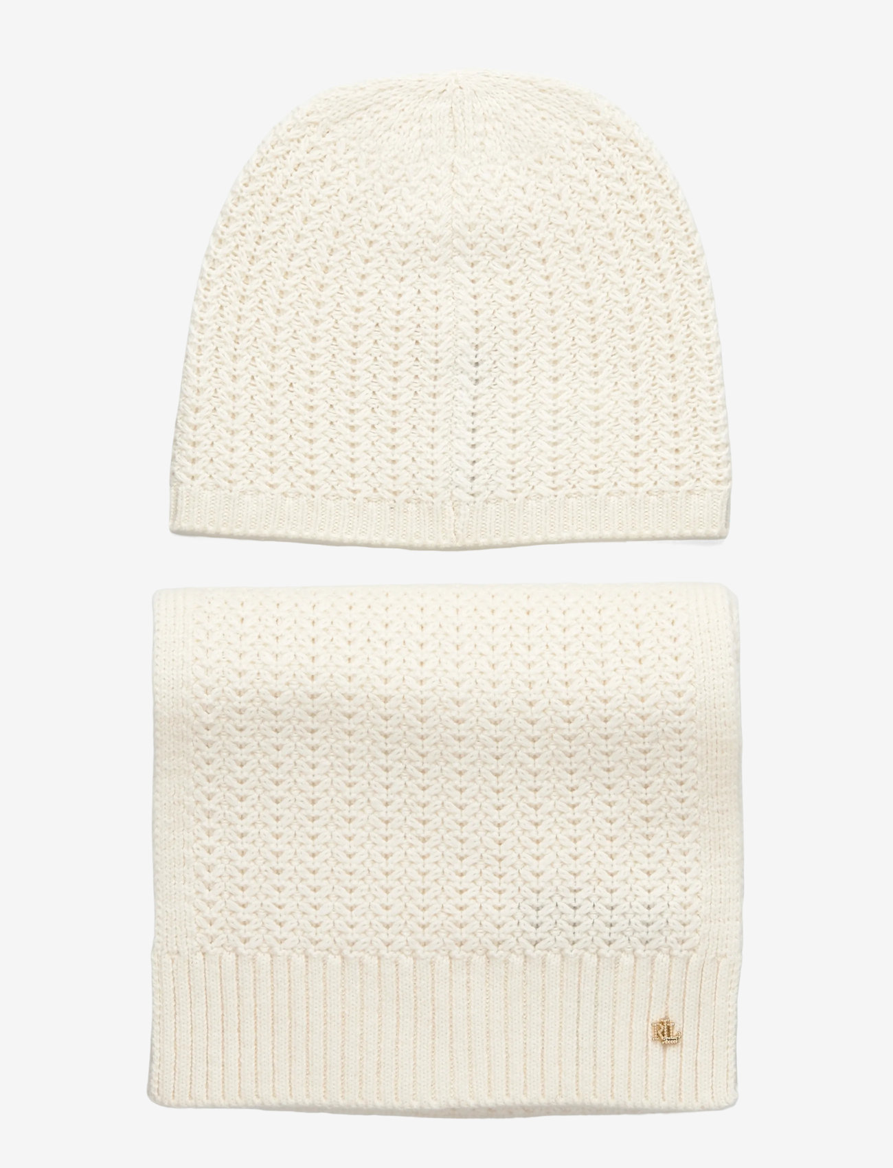 Lauren Ralph Lauren - POLYESTER BLEND-KNT BRT SCF GLV GTS - winter scarves - cream - 3