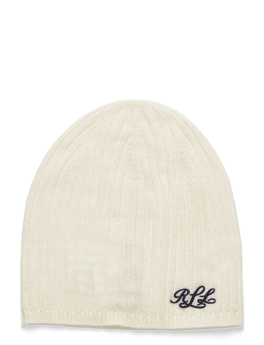 Lauren Ralph Lauren - Embroidered-Logo Ribbed Cashmere Beanie - kaschmir - cream - 0