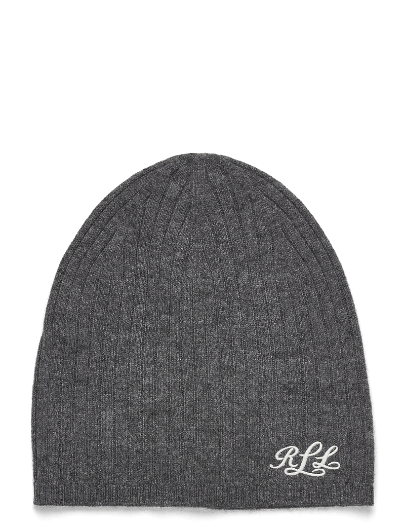 Lauren Ralph Lauren - Embroidered-Logo Ribbed Cashmere Beanie - kaschmir - grey onyx - 0