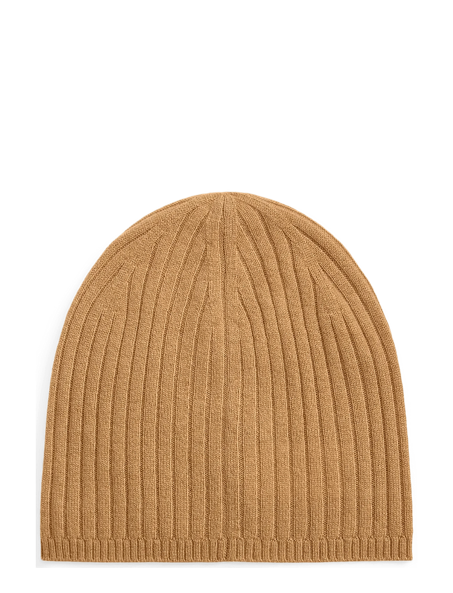 Lauren Ralph Lauren - Embroidered-Logo Ribbed Cashmere Beanie - kashmir - lauren camel - 1