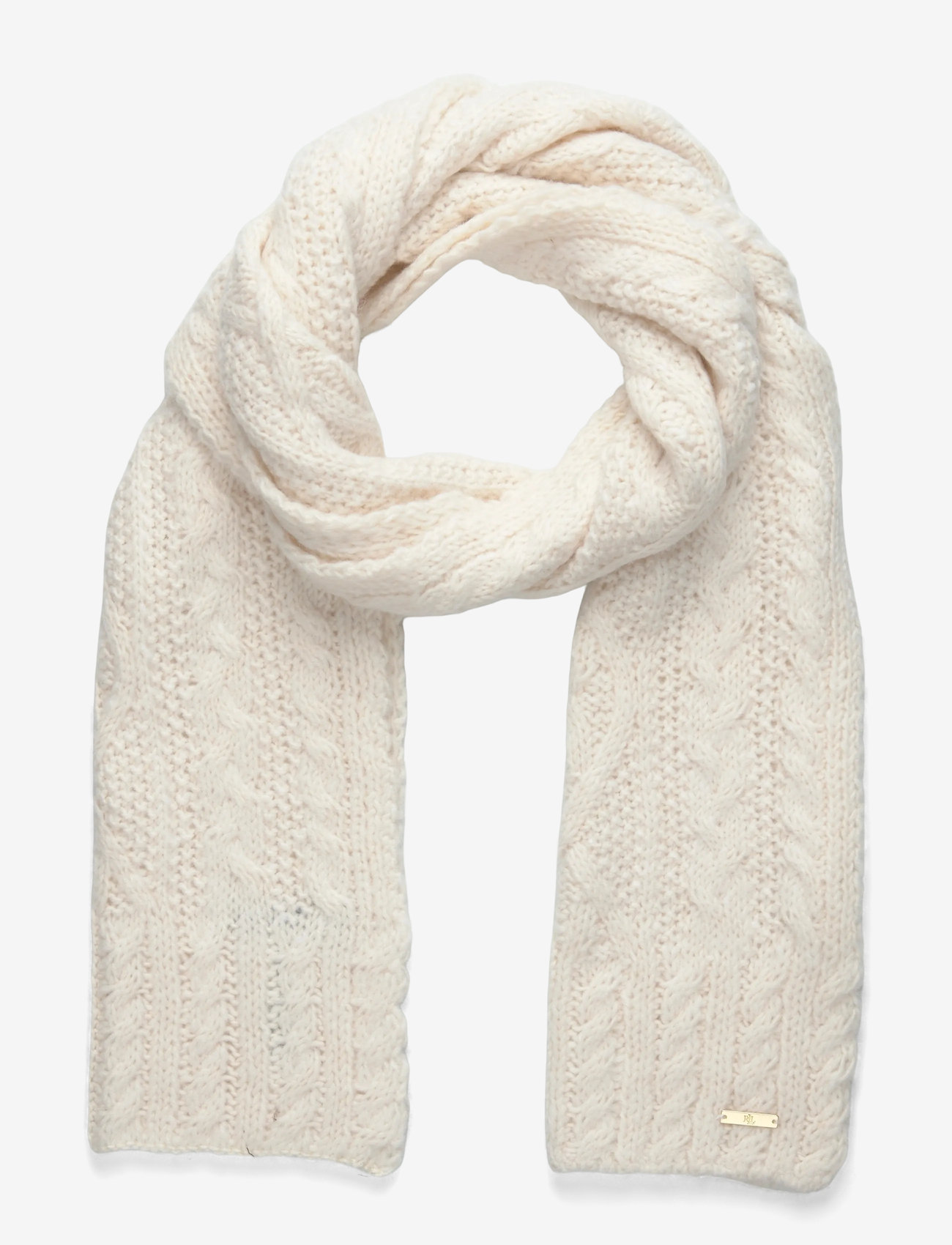 Lauren Ralph Lauren - Cable-Knit Cotton-Blend Scarf - winter scarves - cream - 0