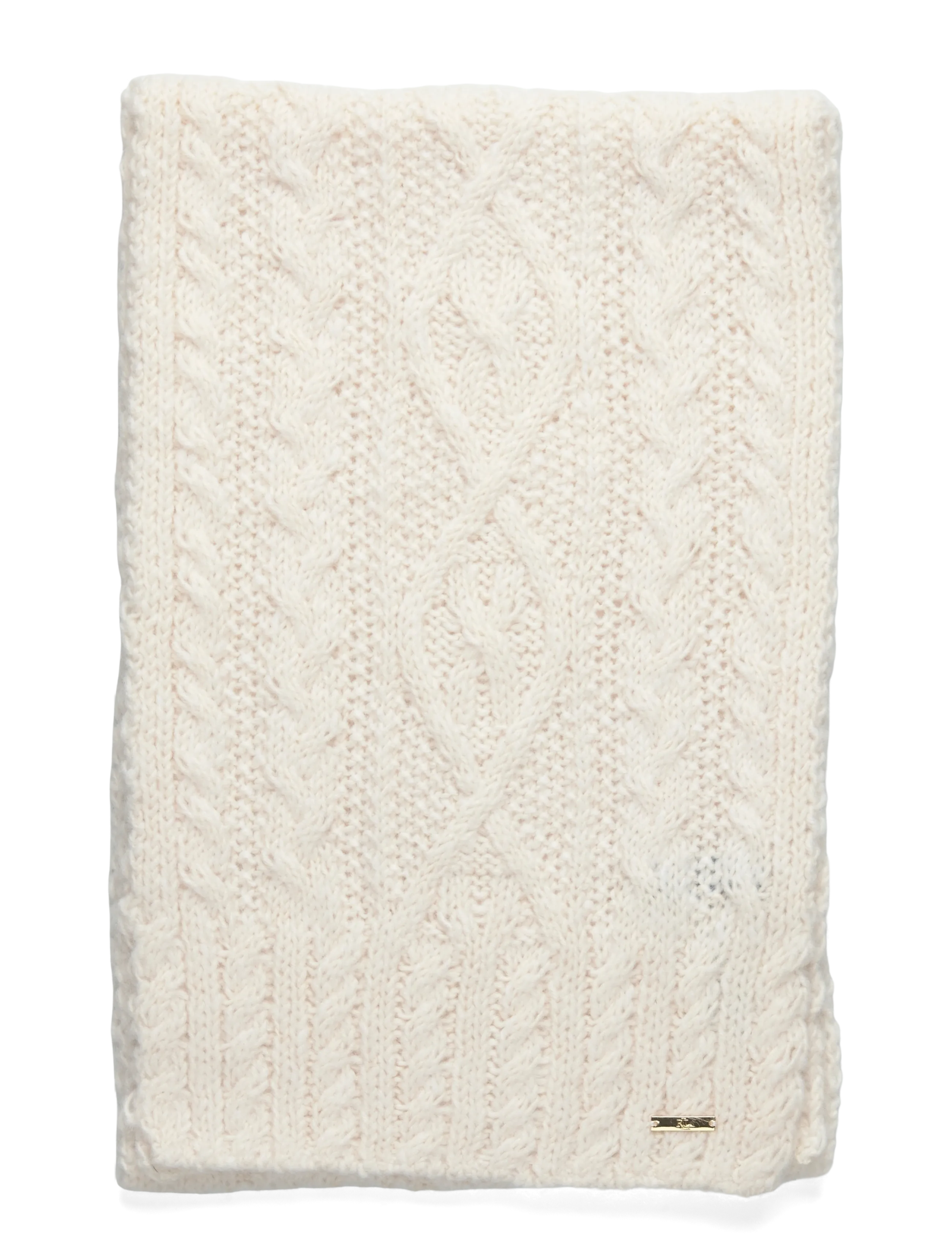 Lauren Ralph Lauren - Cable-Knit Cotton-Blend Scarf - Šalikai žiemai - cream - 1