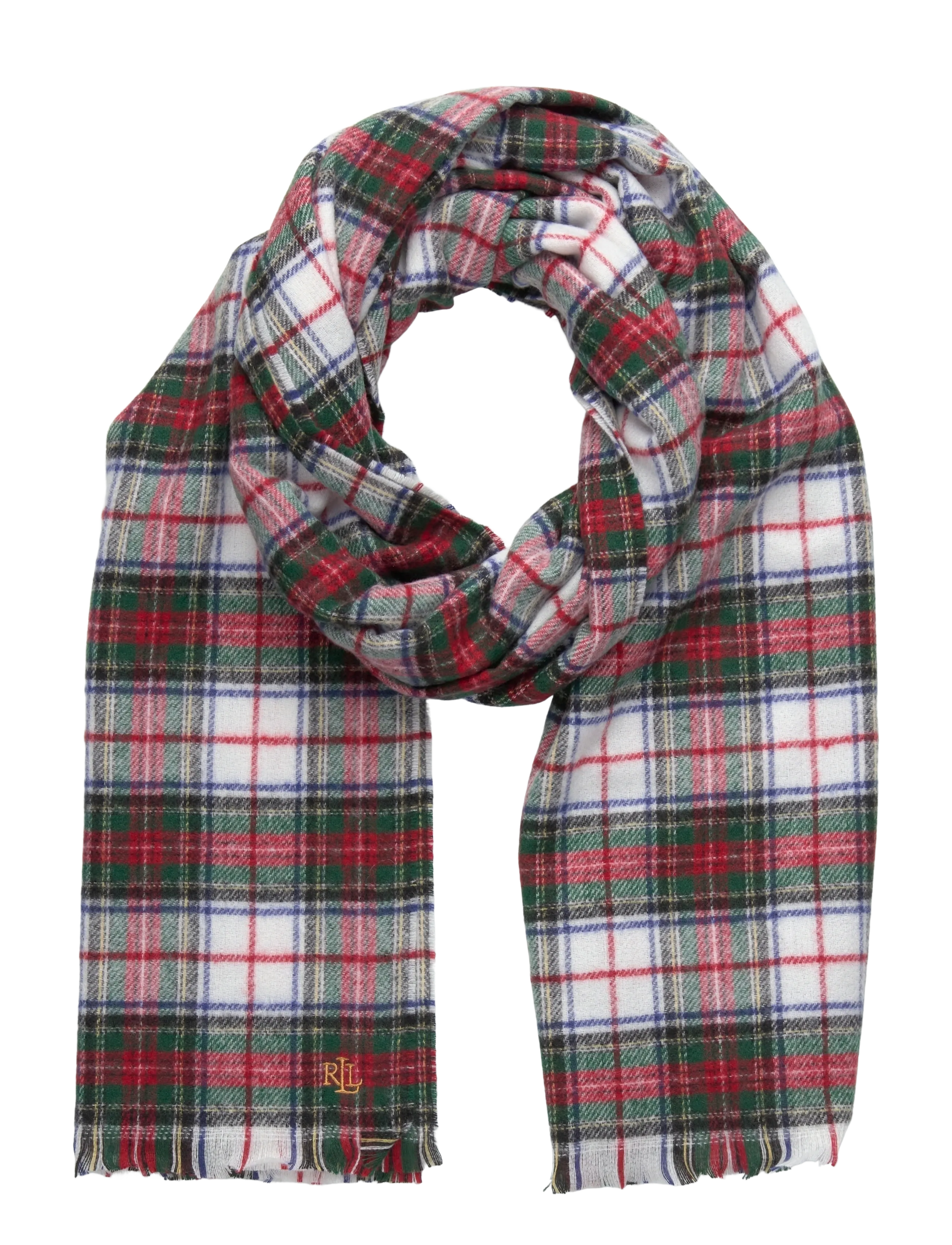 Lauren Ralph Lauren - Plaid Wrap Scarf & Knit Beanie Set - sjalar - cream stewart - 2
