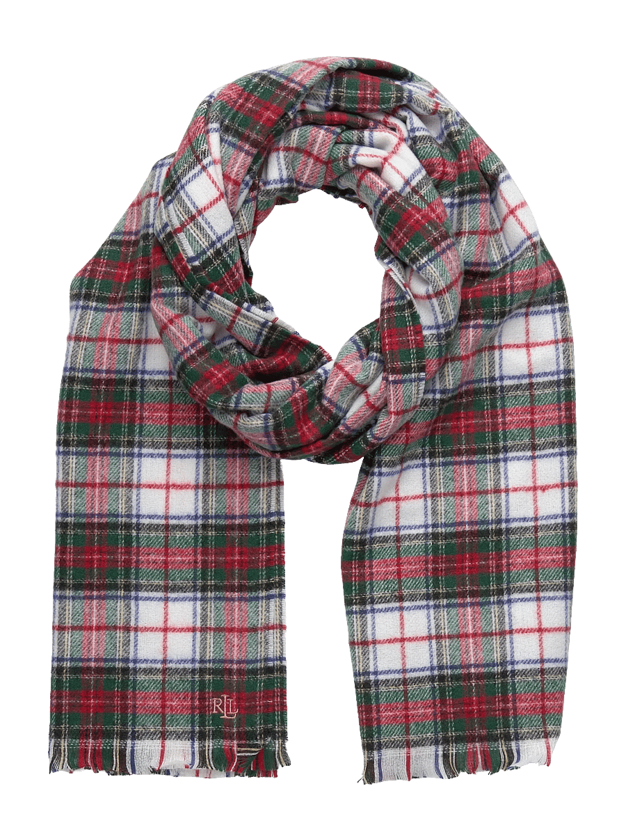 Lauren Ralph Lauren - Plaid Wrap Scarf & Knit Beanie Set - sjalar - cream stewart - 2
