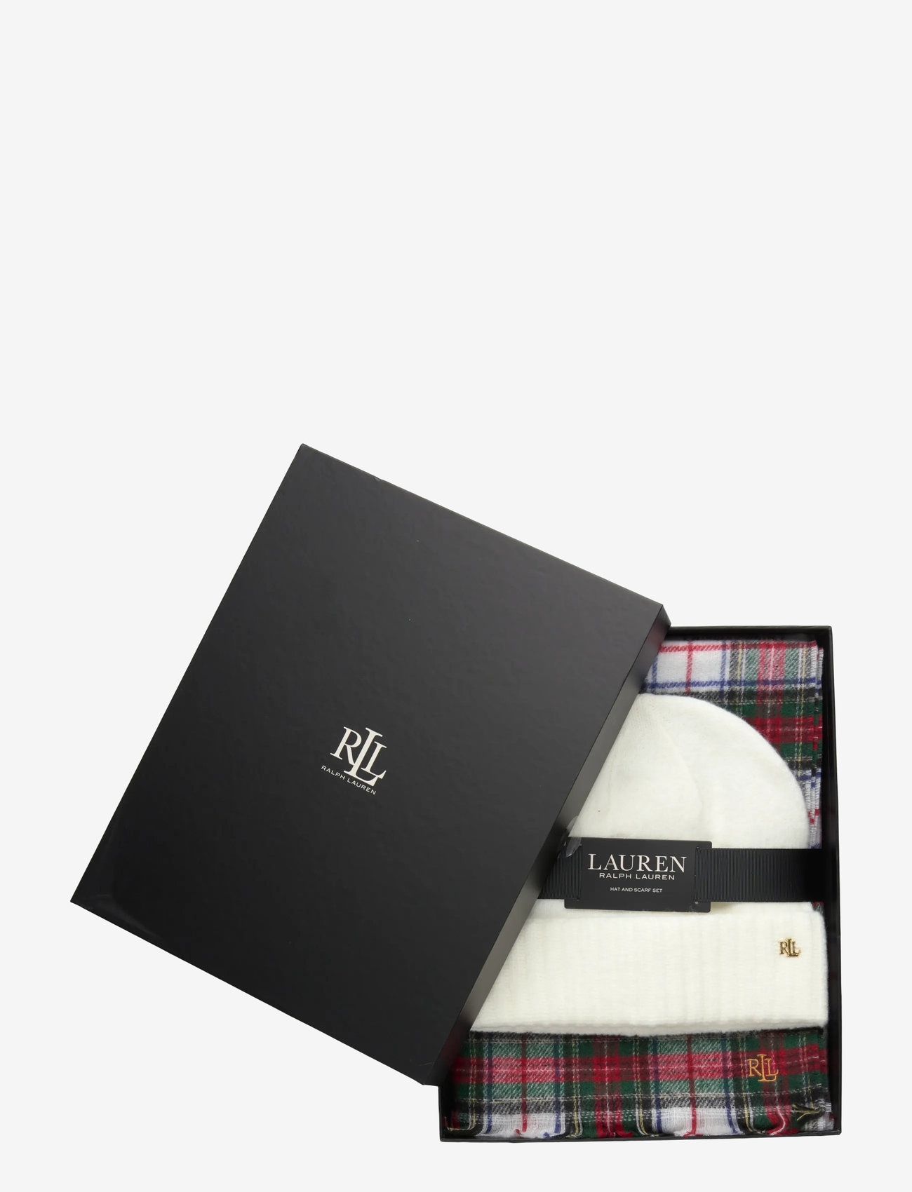 Lauren Ralph Lauren - Plaid Wrap Scarf & Knit Beanie Set - alltags-style - cream stewart - 3