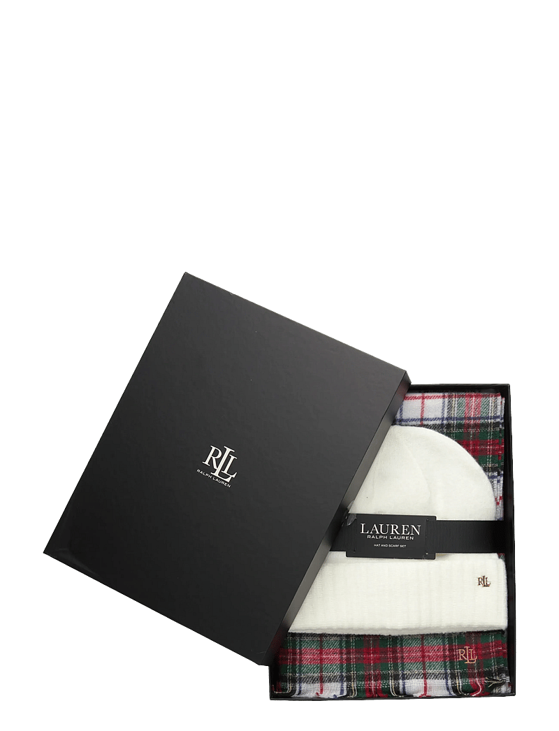 Lauren Ralph Lauren - Plaid Wrap Scarf & Knit Beanie Set - alltags-style - cream stewart - 3
