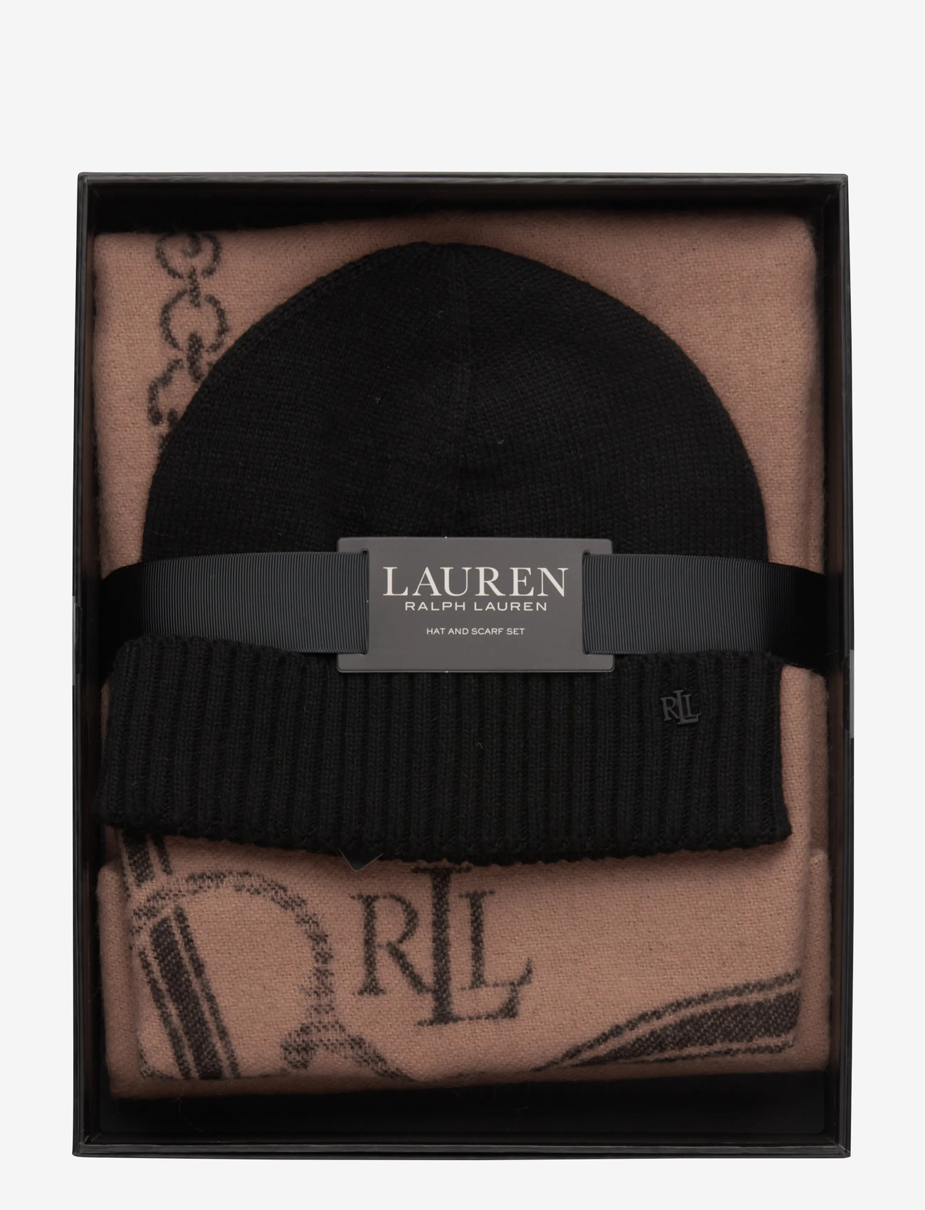Lauren Ralph Lauren - Belting-Motif Scarf & Beanie Gift Set - huer - classic camel - 0