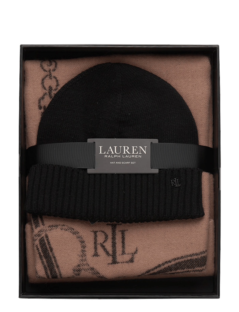 Lauren Ralph Lauren - Belting-Motif Scarf & Beanie Gift Set - adītas cepures - classic camel - 0