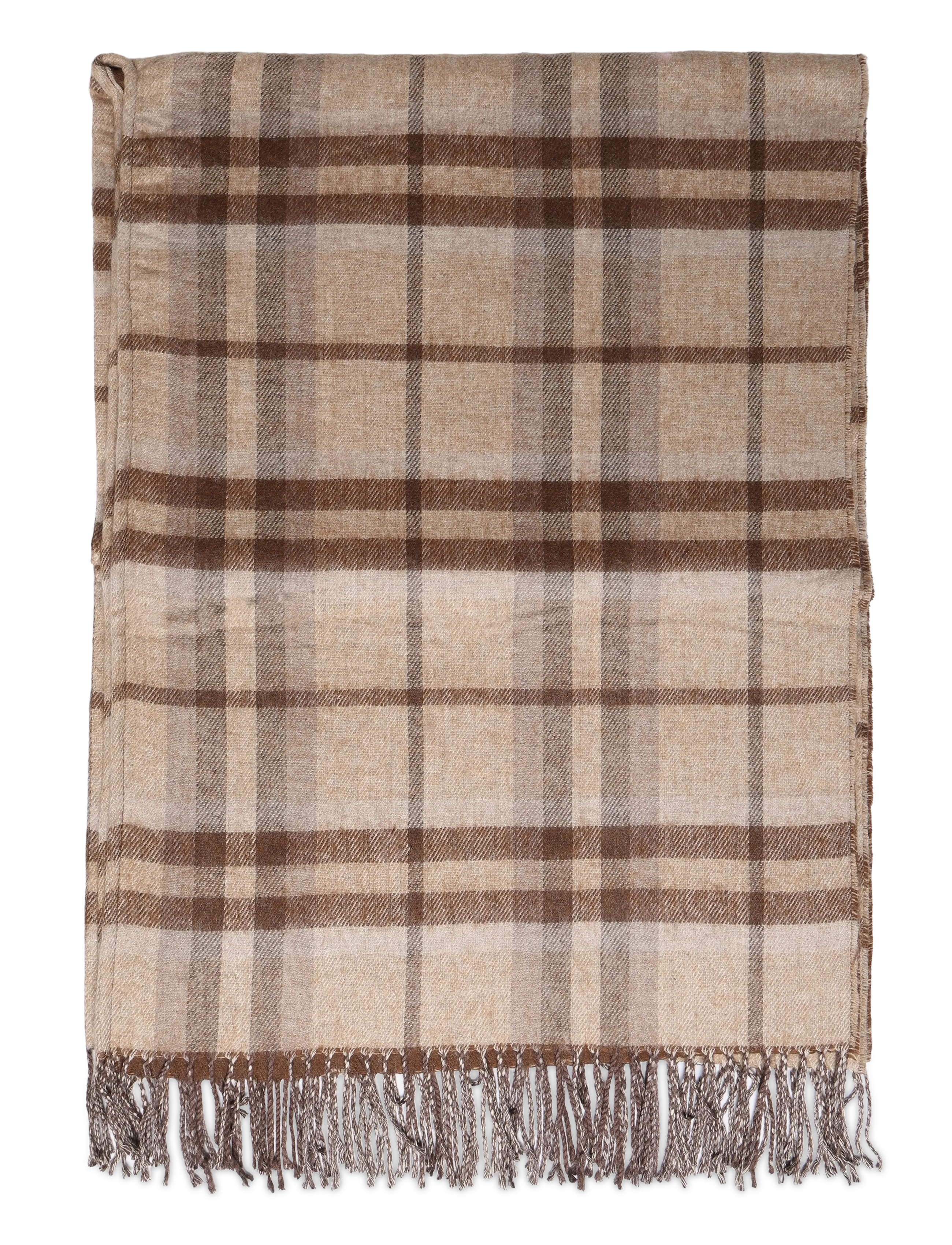 Lauren Ralph Lauren Plaid & Logo Jacquard Reversible Ruana - Stickat - TAUPE PLAID / beige