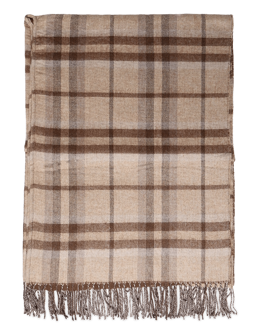 Lauren Ralph Lauren - Plaid & Logo Jacquard Reversible Ruana - ponchos & capes - taupe plaid - 2