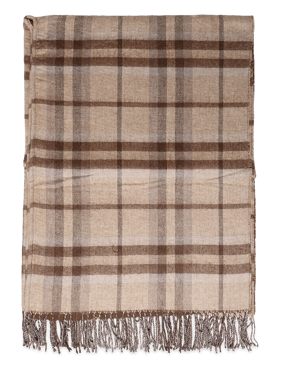 Lauren Ralph Lauren - Plaid & Logo Jacquard Reversible Ruana - ponchos & capes - taupe plaid - 3