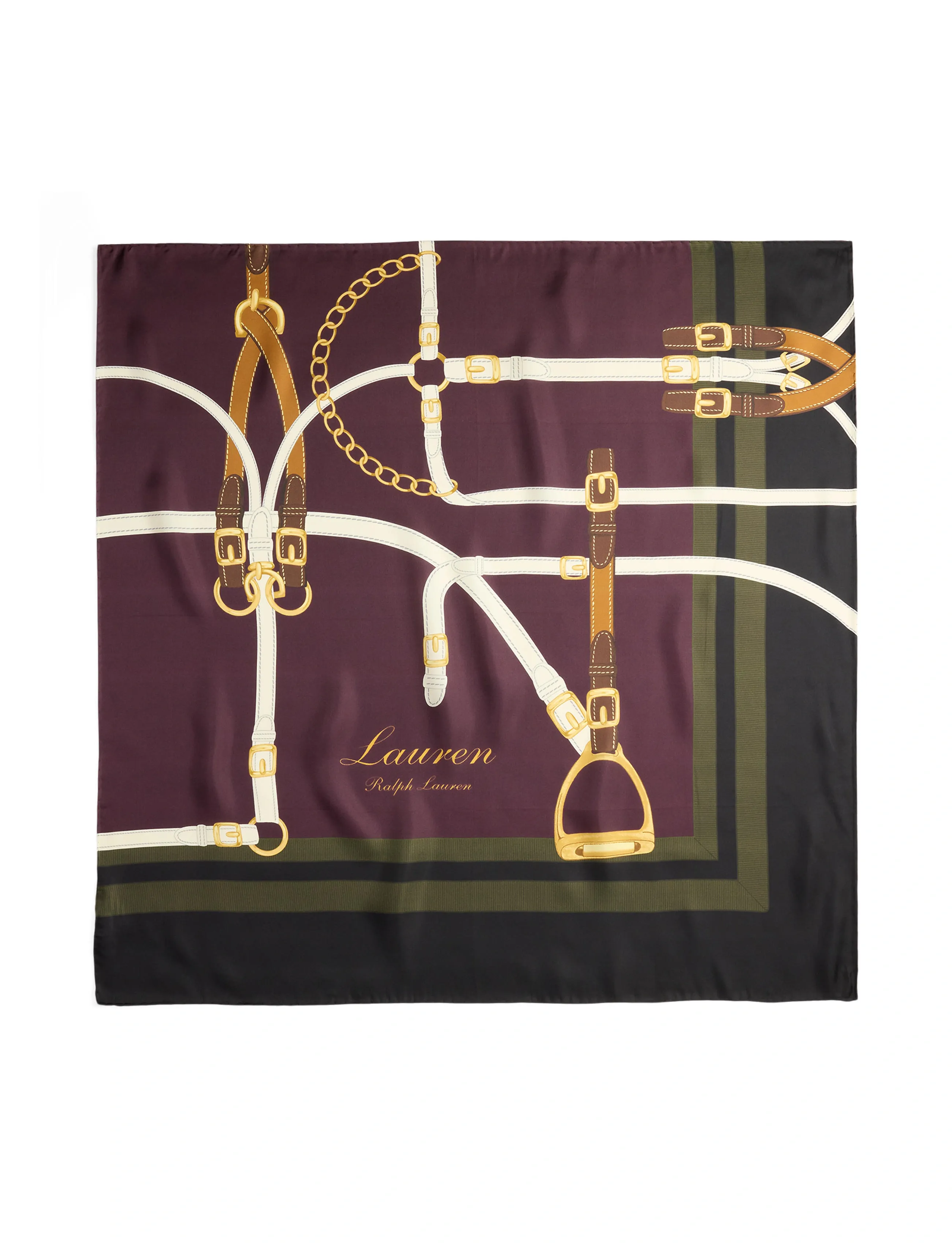 Lauren Ralph Lauren Belting-Print Silk Square Scarf - Accessoarer - PINOT NOIR / black