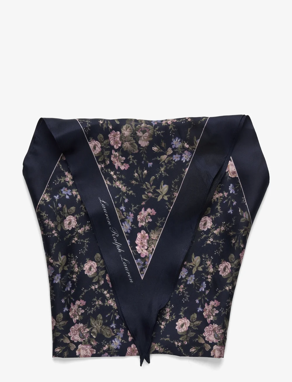 Lauren Ralph Lauren - Floral Silk Twill Diamond Scarf - arkityyli - navy - 1
