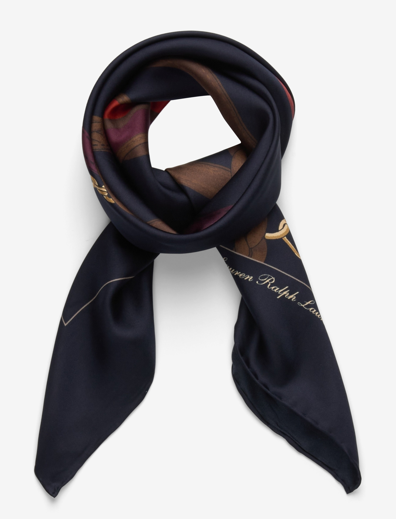 Lauren Ralph Lauren - Belting-Print Silk Square Scarf - vardagsstil - navy - 0