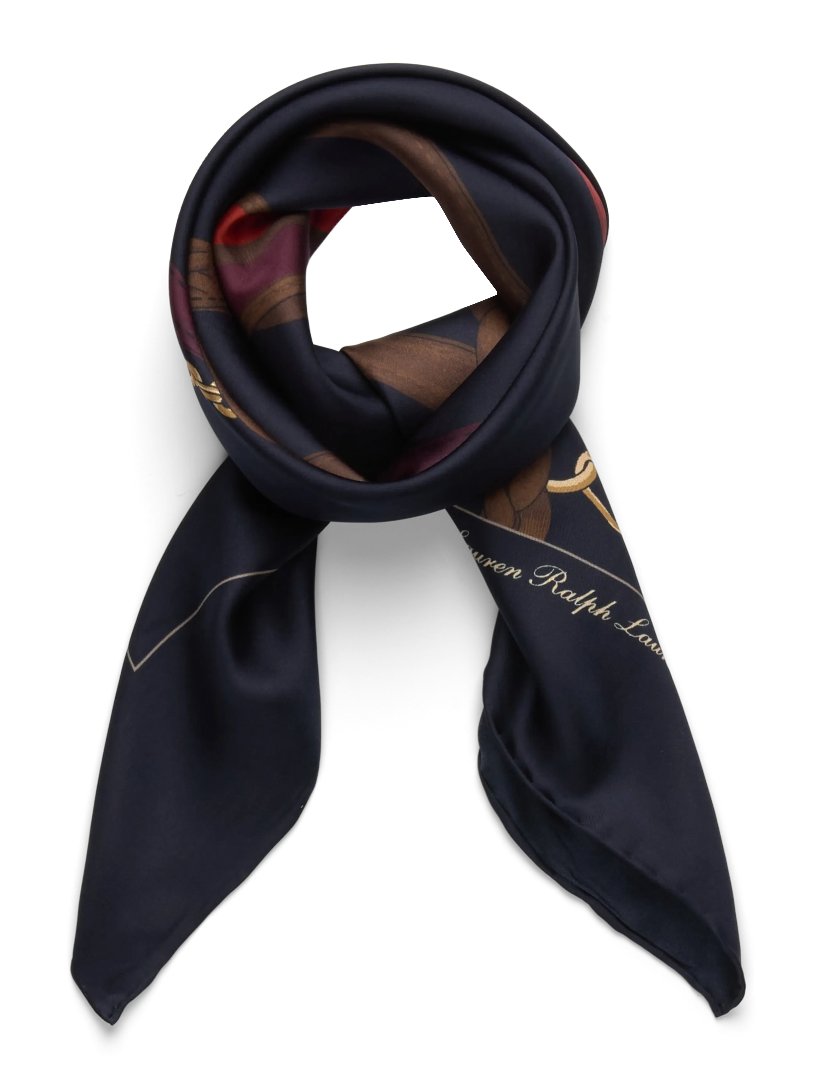Belting-Print Silk Square Scarf - NAVY