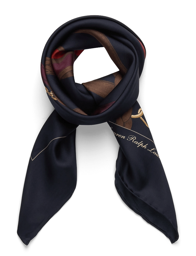 Lauren Ralph Lauren - Belting-Print Silk Square Scarf - vardagsstil - navy - 0