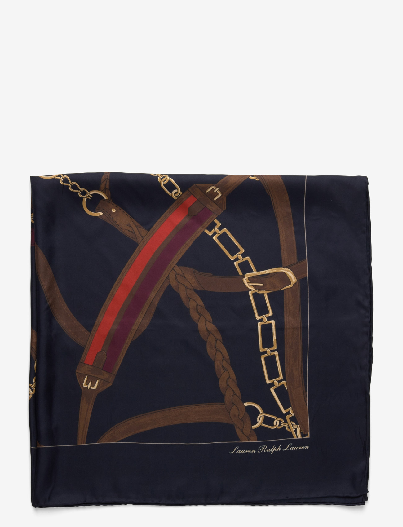 Lauren Ralph Lauren - Belting-Print Silk Square Scarf - vardagsstil - navy - 1