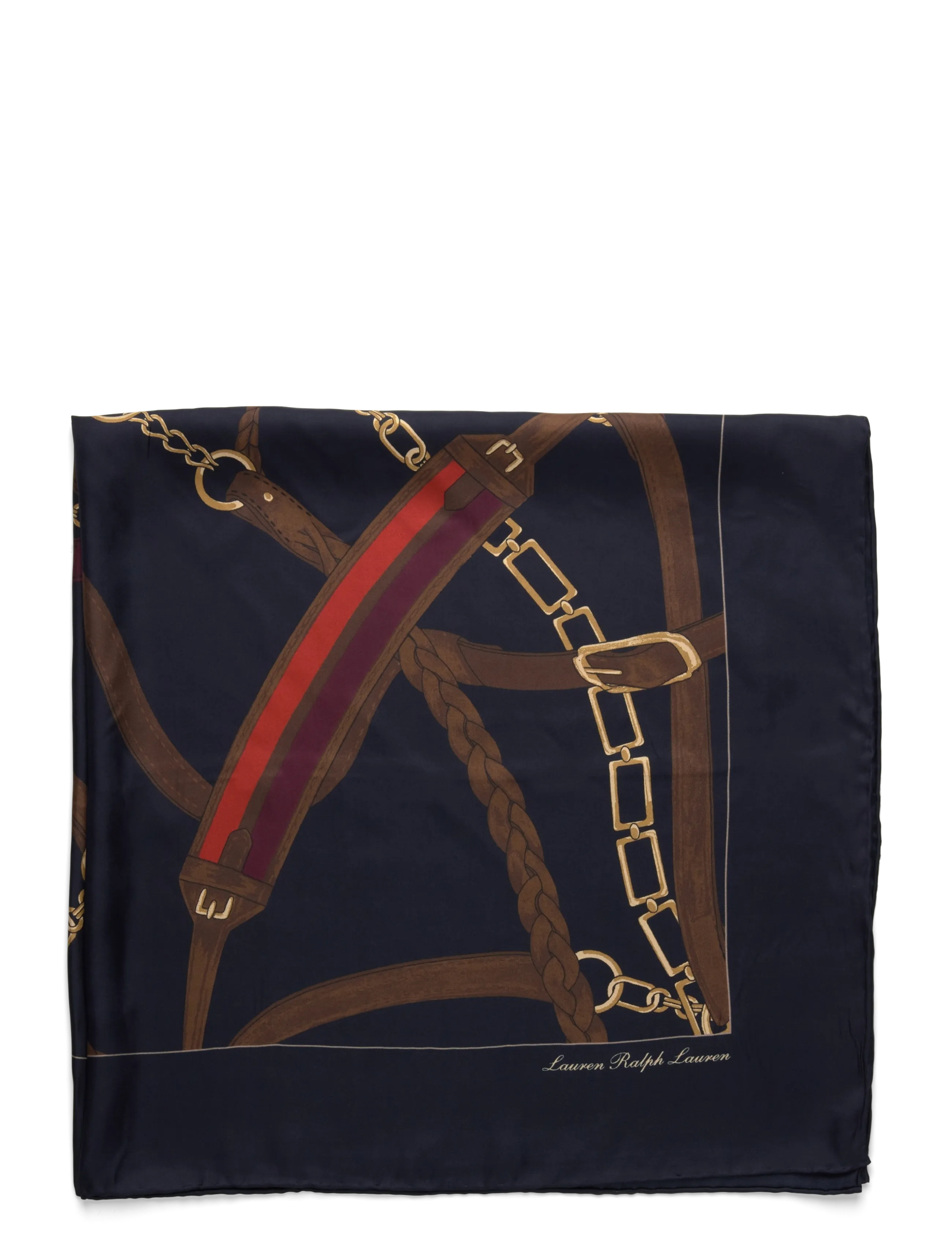 Lauren Ralph Lauren - Belting-Print Silk Square Scarf - navy - 1