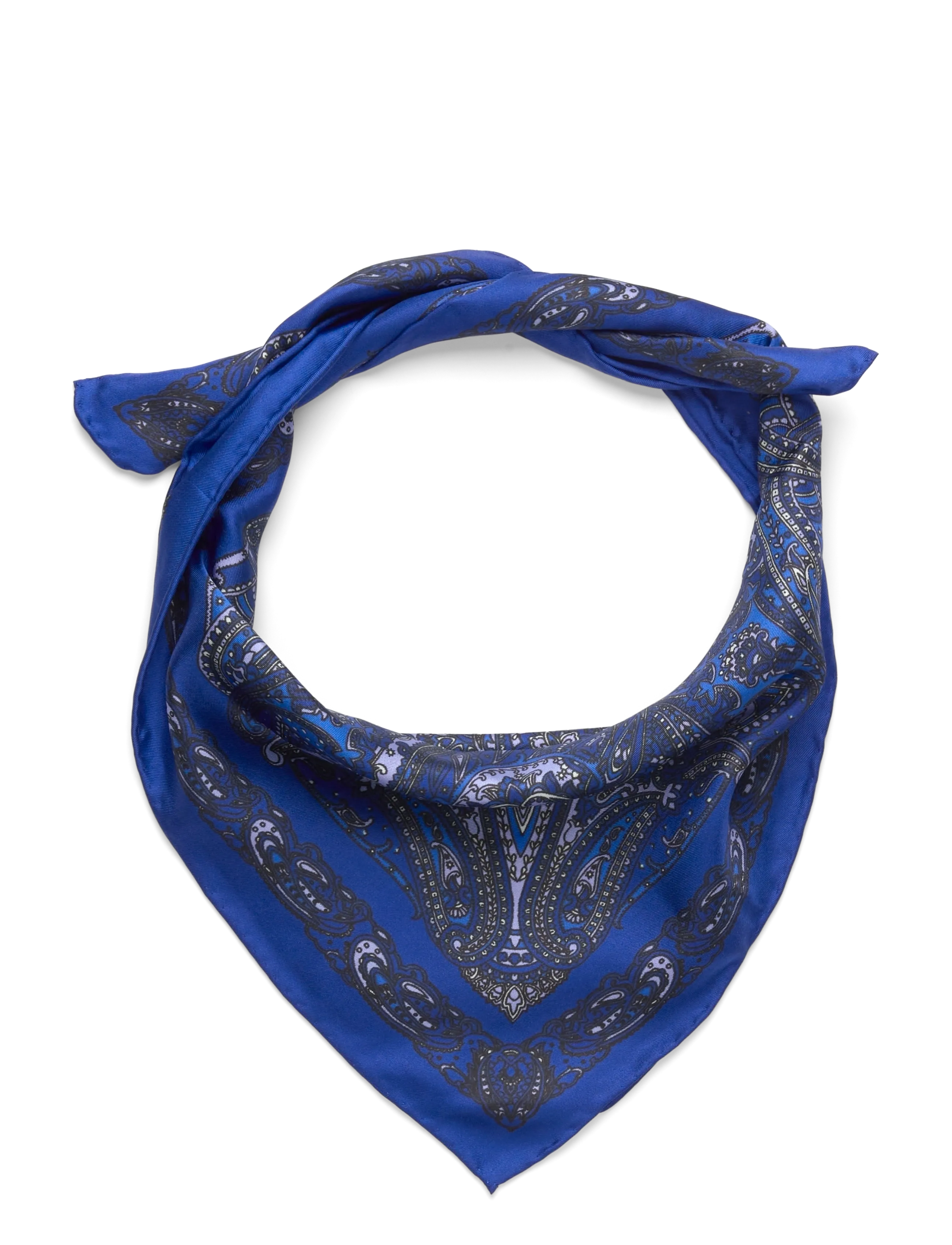Lauren Ralph Lauren Paisley Sandwashed Silk Bandanna - Transitional Layering - NAVY / blue