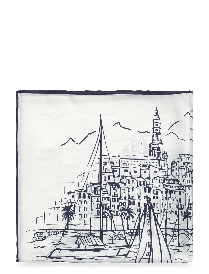 Lauren Ralph Lauren - Landscape-Print Silk Square Scarf - alltags-style - navy - 1