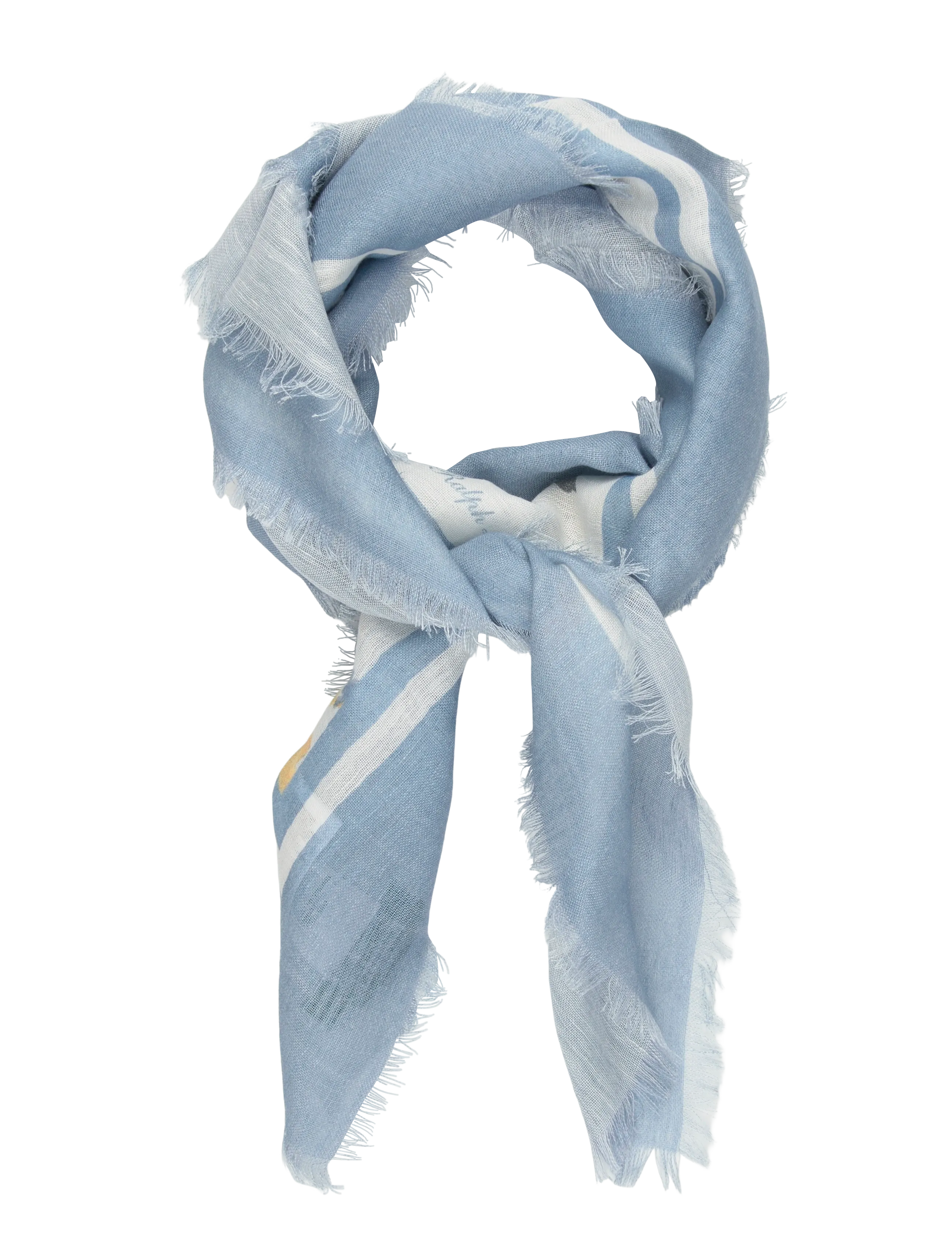 Lauren Ralph Lauren Floral Linen-Cotton Square Scarf - Šalles - WHITE / blue